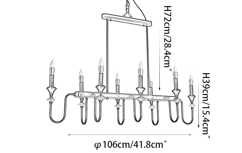Vintage Iron Scroll Chandelier - Cueteks
