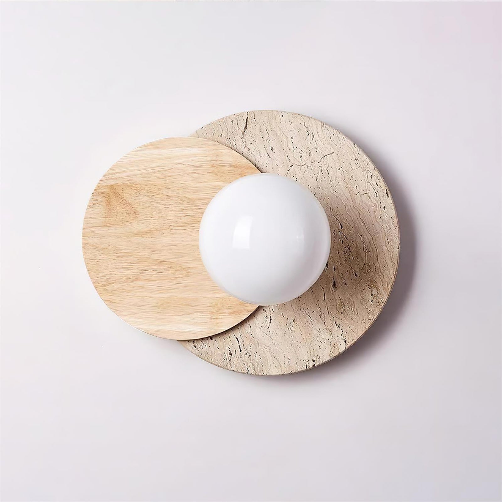 Partial Eclipse Wood & Stone Wall Light - Cueteks