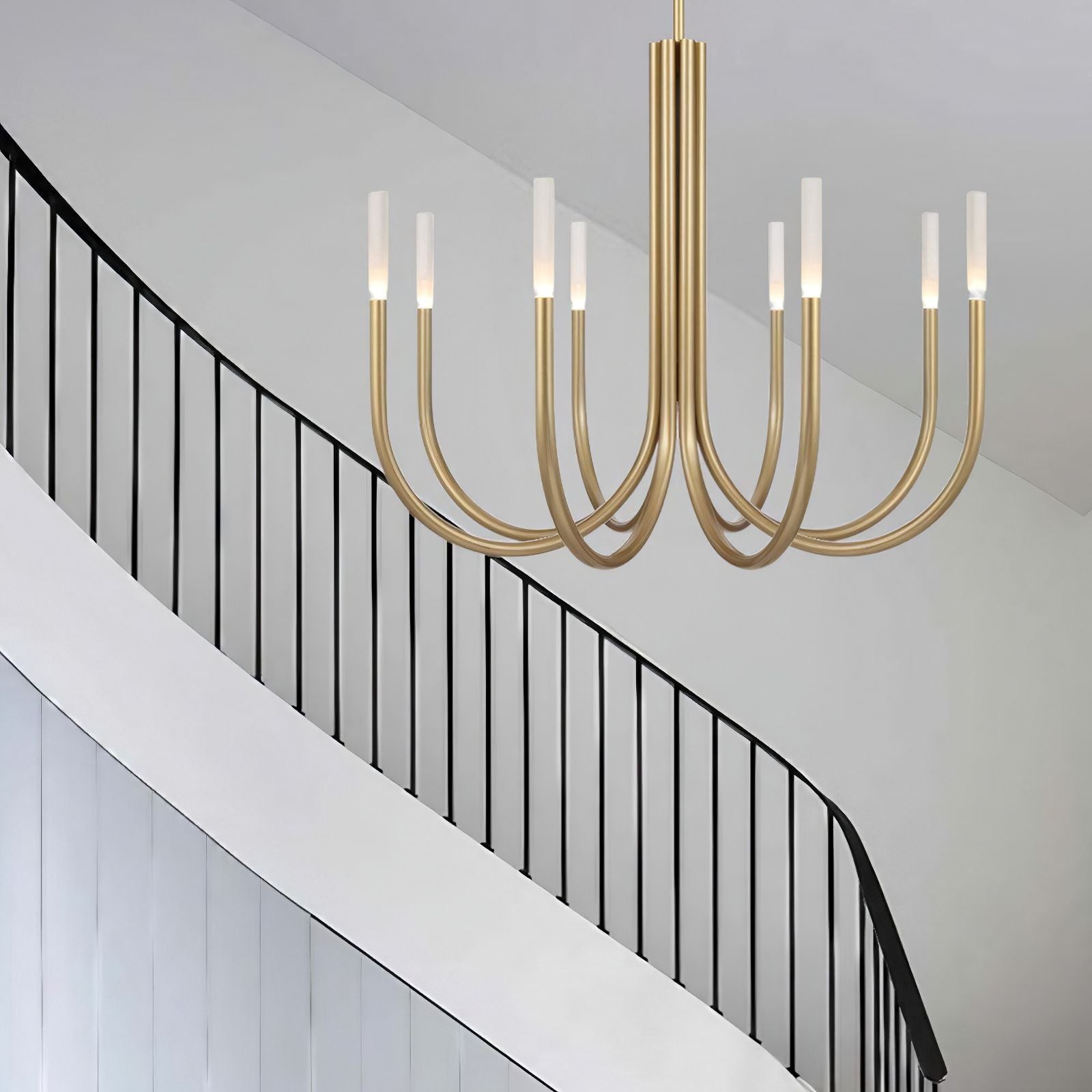 Rousseau 8-Light Brass Candle Chandelier - Cueteks