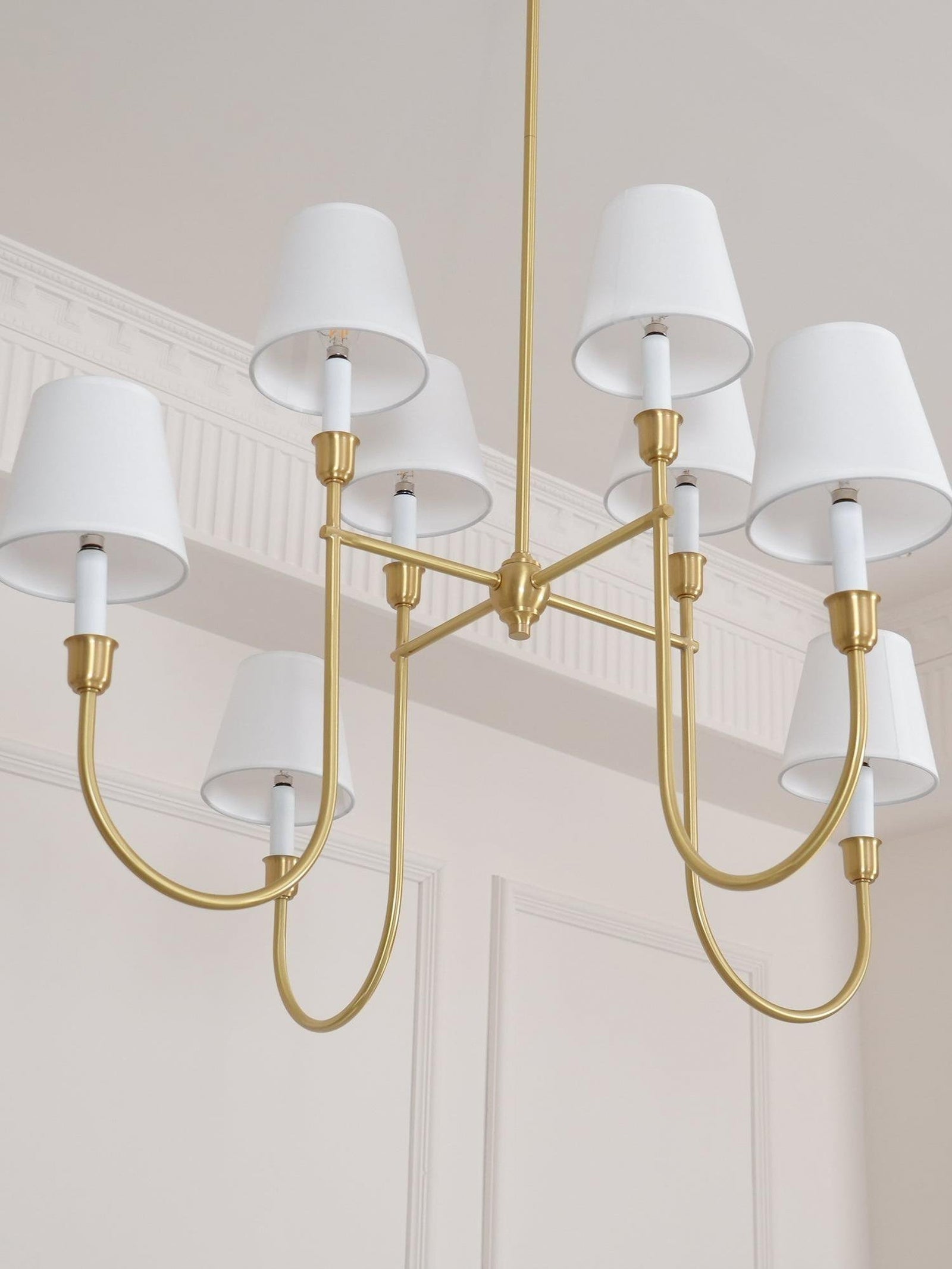 Vendome Gold Fabric Shade Chandelier - Cueteks
