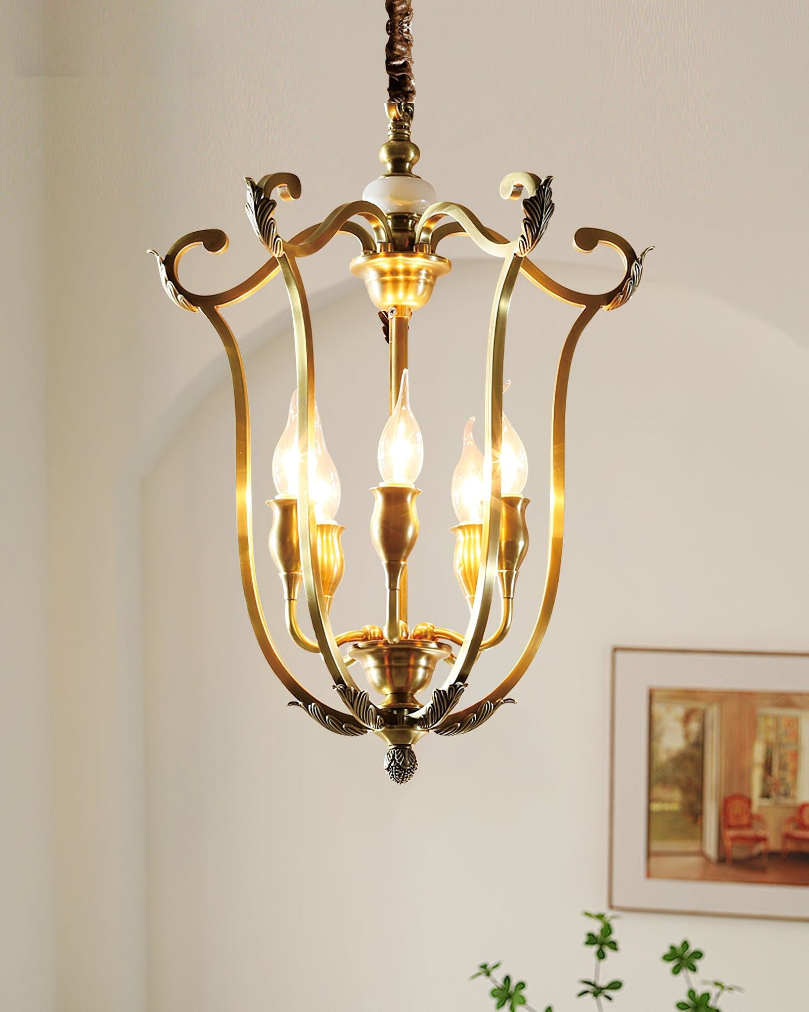 Classical carved candle chandelier - Cueteks