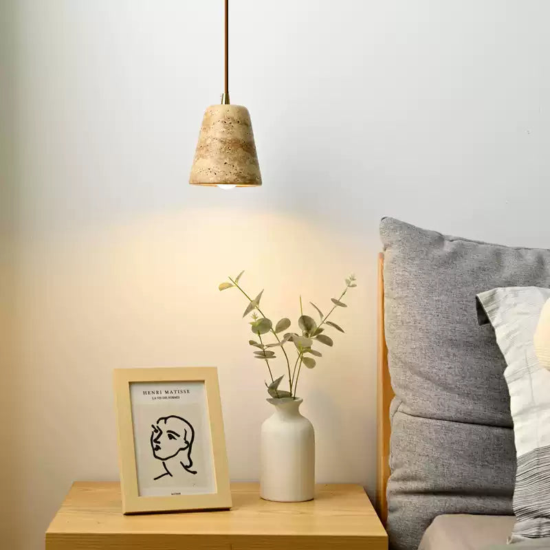 Yellow Travertine Cone Chandelier - Cueteks
