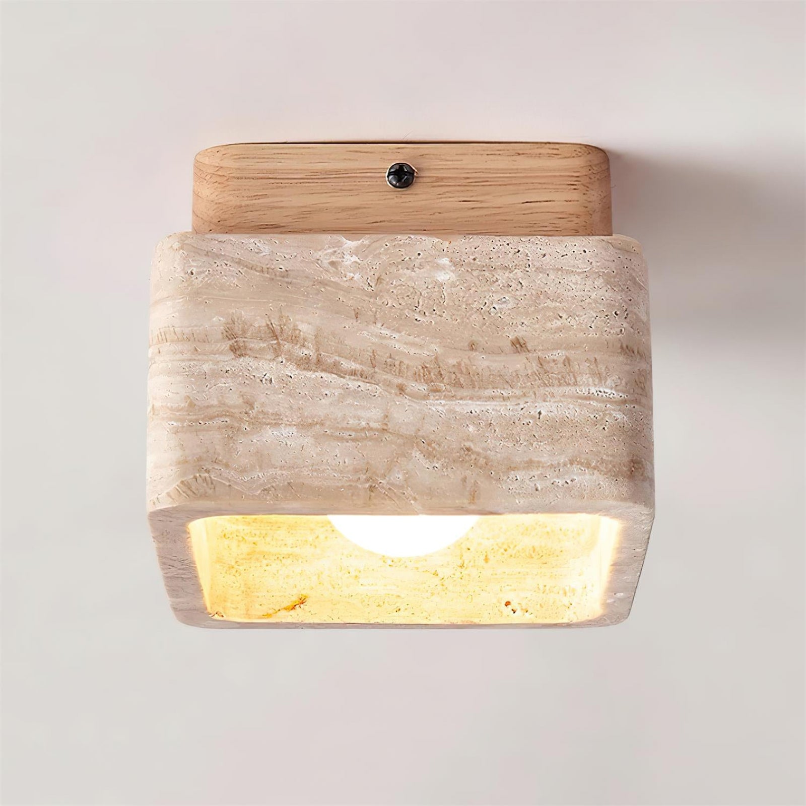 Square Travertine Flush Mount Ceiling Light - Cueteks