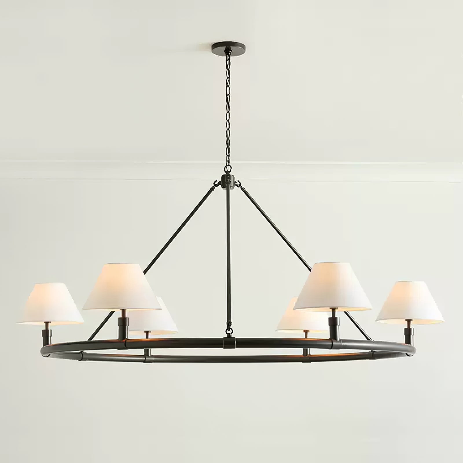 Black Metal Ring Chandelier with Cone Shades - Cueteks