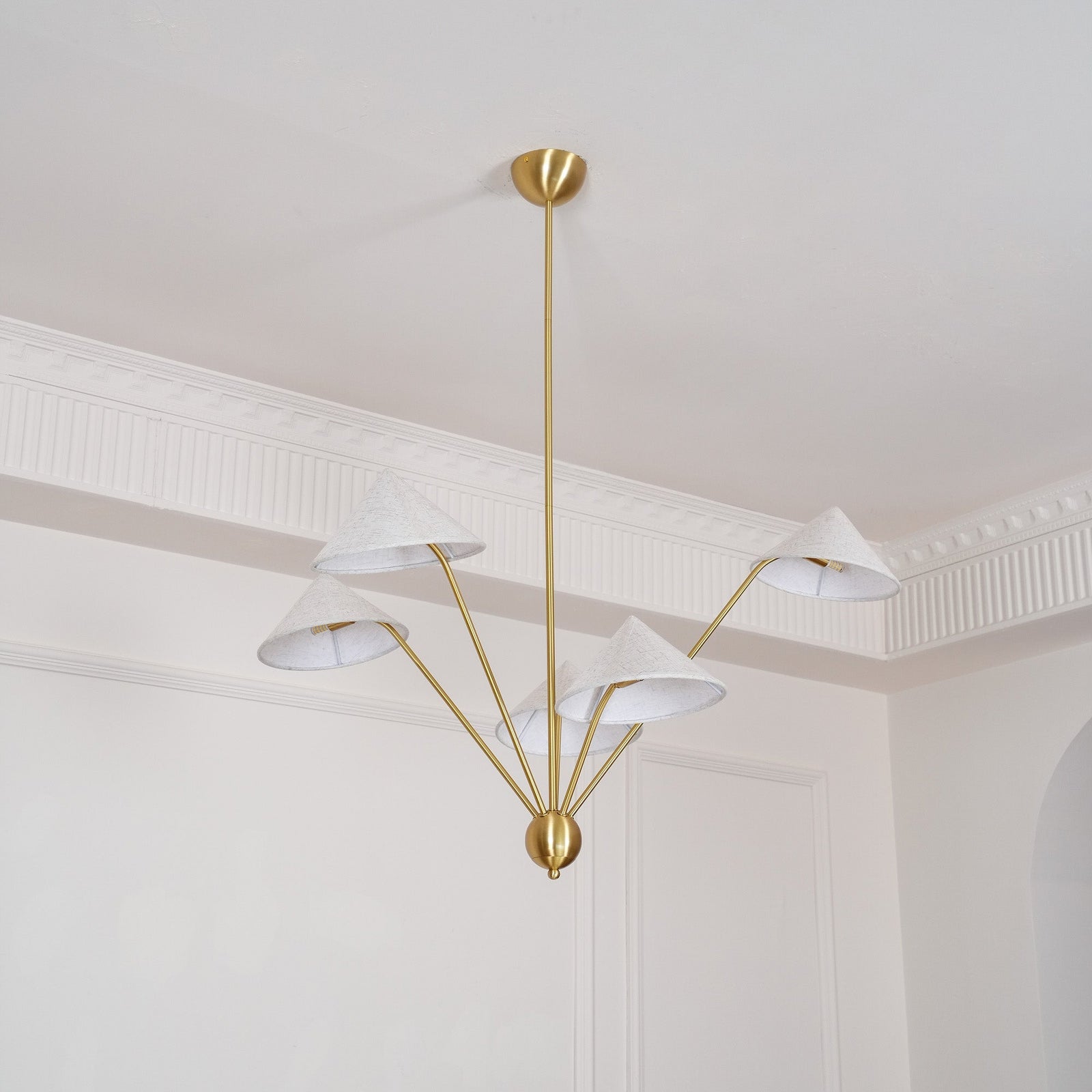 5-Arm Fabric Cone Chandelier - Cueteks