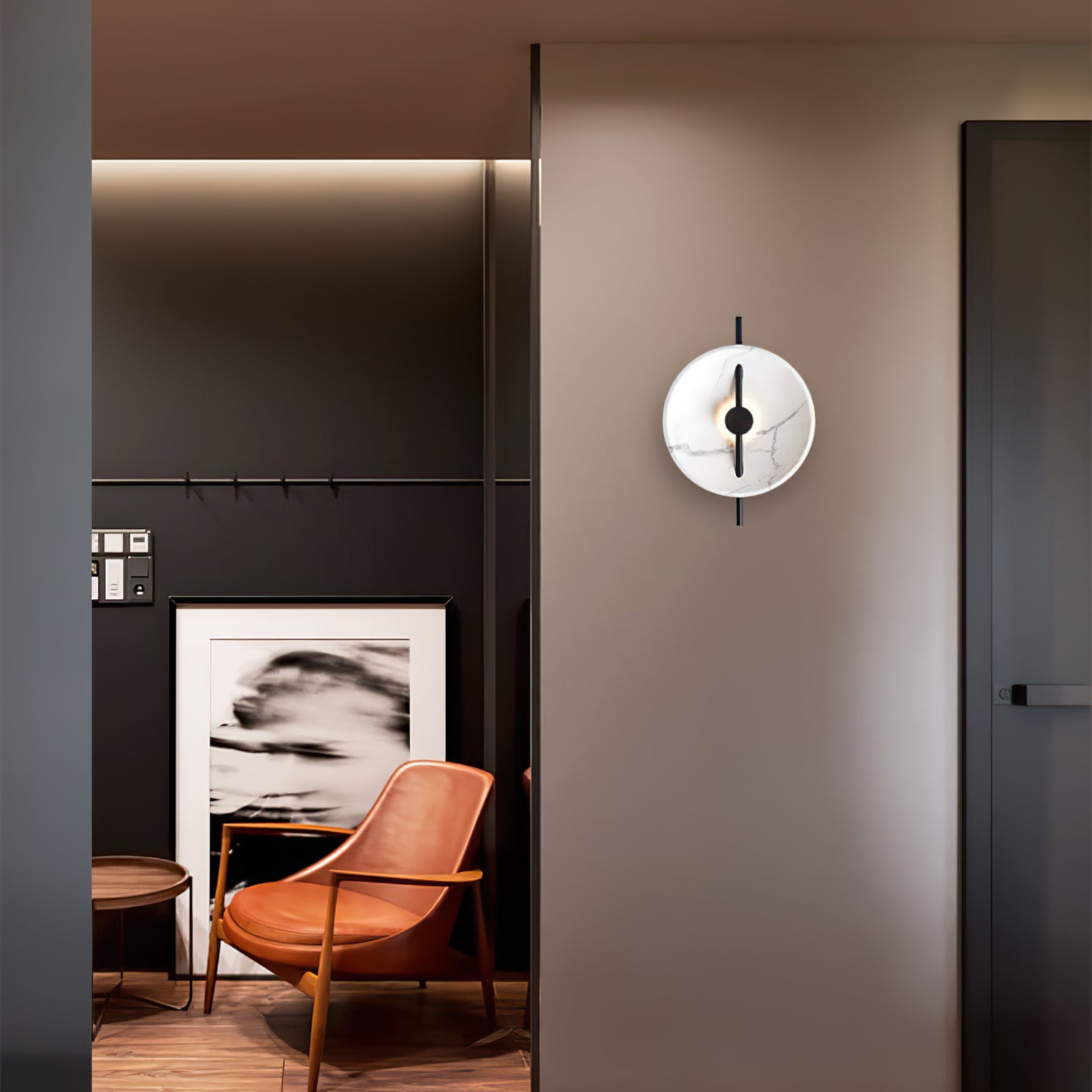 Contemporary Resin Round Marble Wall Light - Cueteks