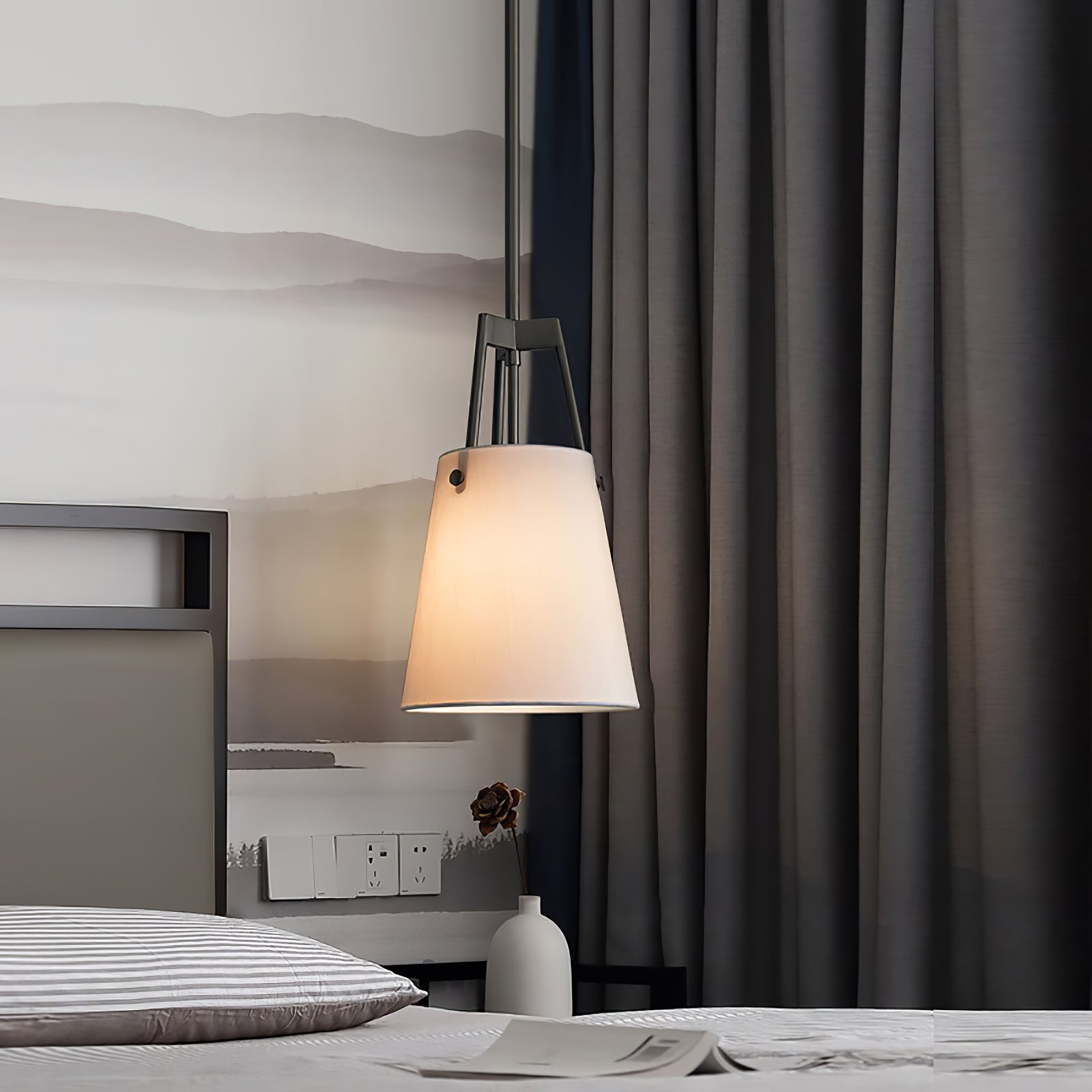Modern Fabric Shade Corniche Pendant Lamp - Cueteks