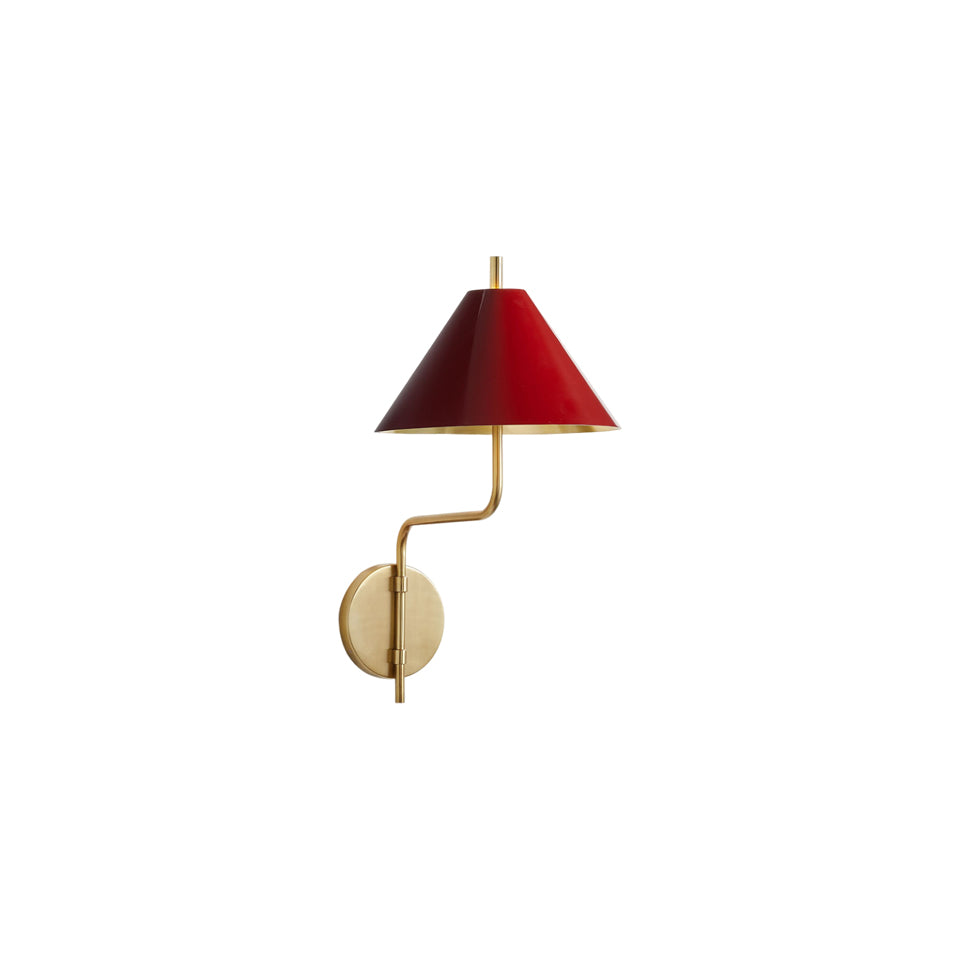 Fabric Lampshade Brass Curved Wall Lamp - Cueteks