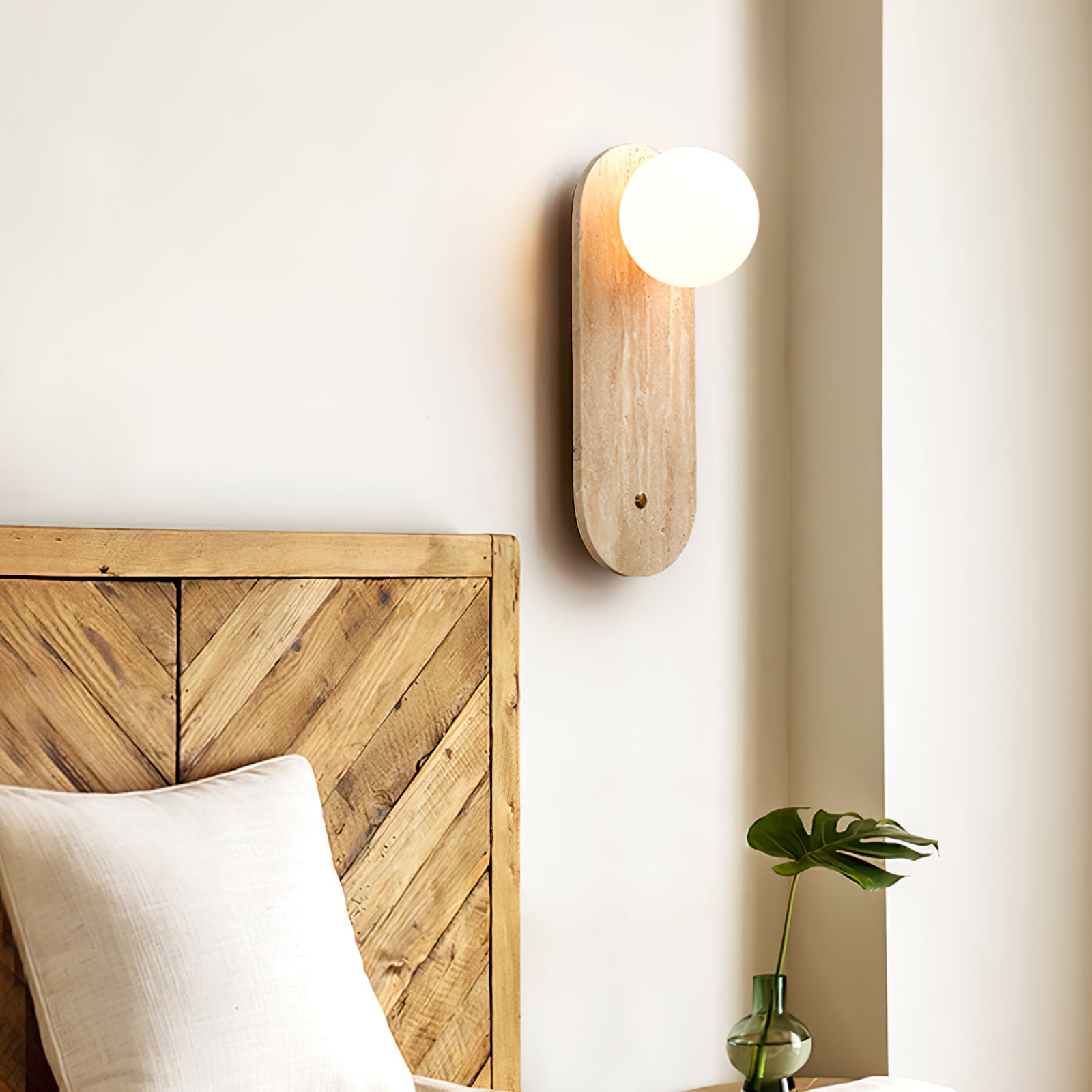Yellow Oval Travertine Wall Sconce - Cueteks