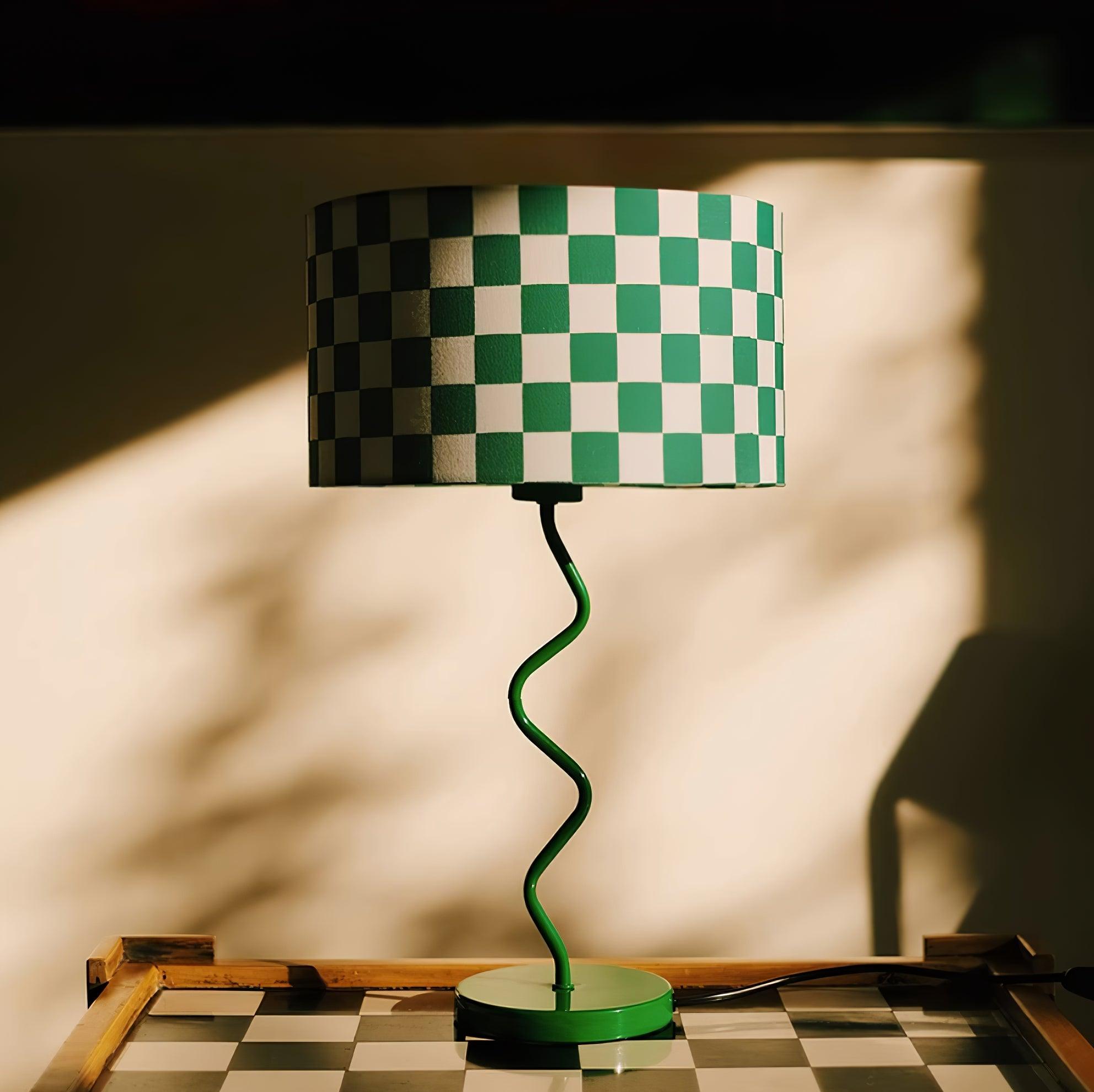 Green Grid Modern Table Lamp - Cueteks