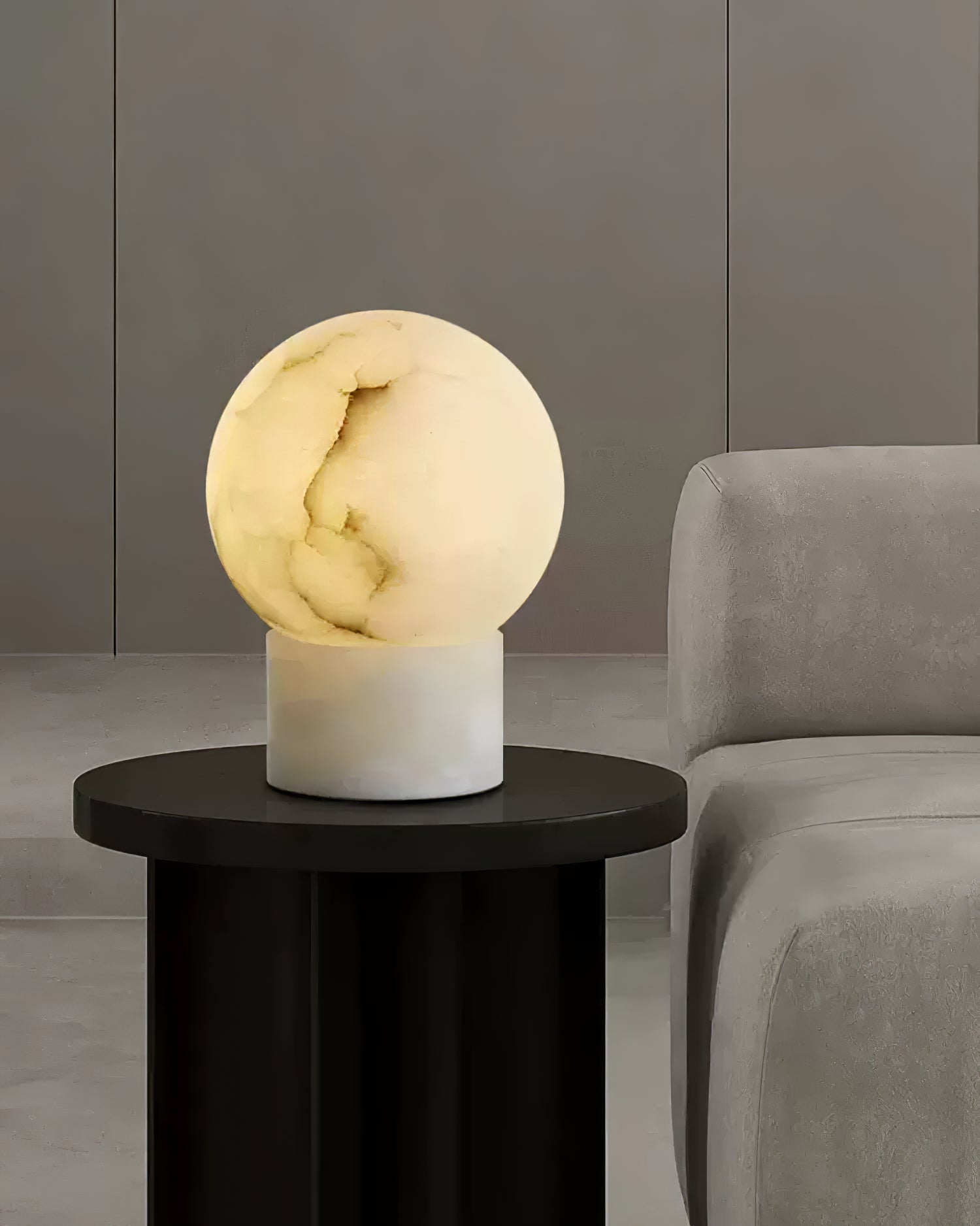 Globe Alabaster Table Lamp - Cueteks