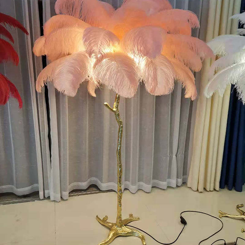 Colorful Ostrich Feather Floor Lamp - Cueteks