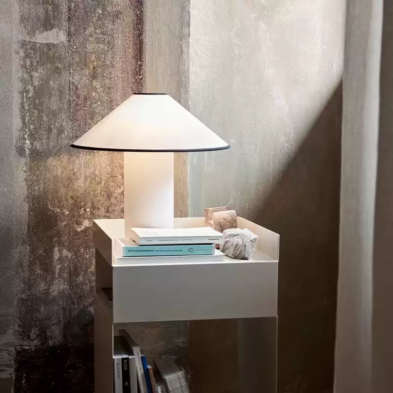 Red Trim Cone Shade Table Lamp - Cueteks