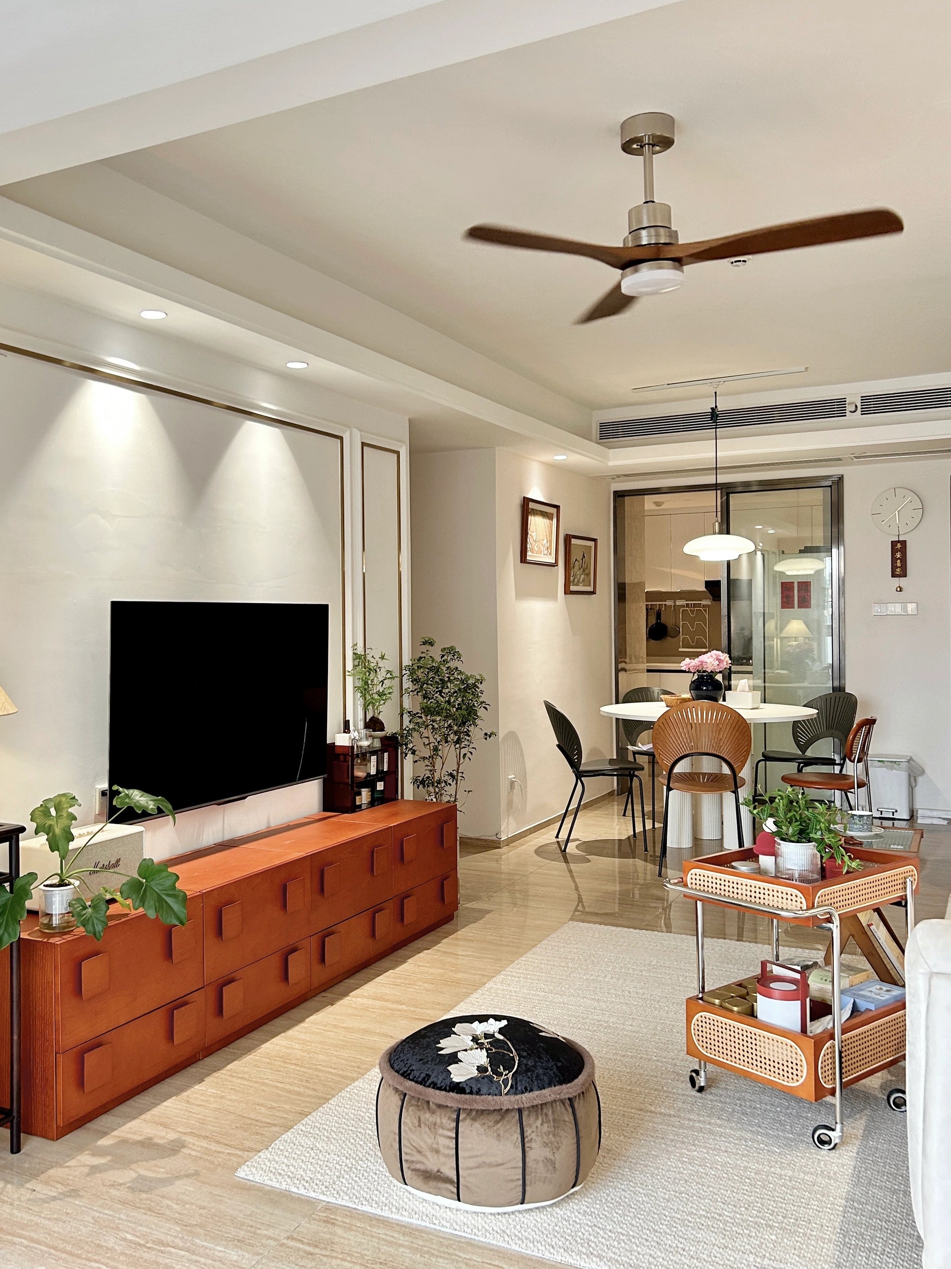Solid Wood Three-Leaf Fan Lamp - Cueteks