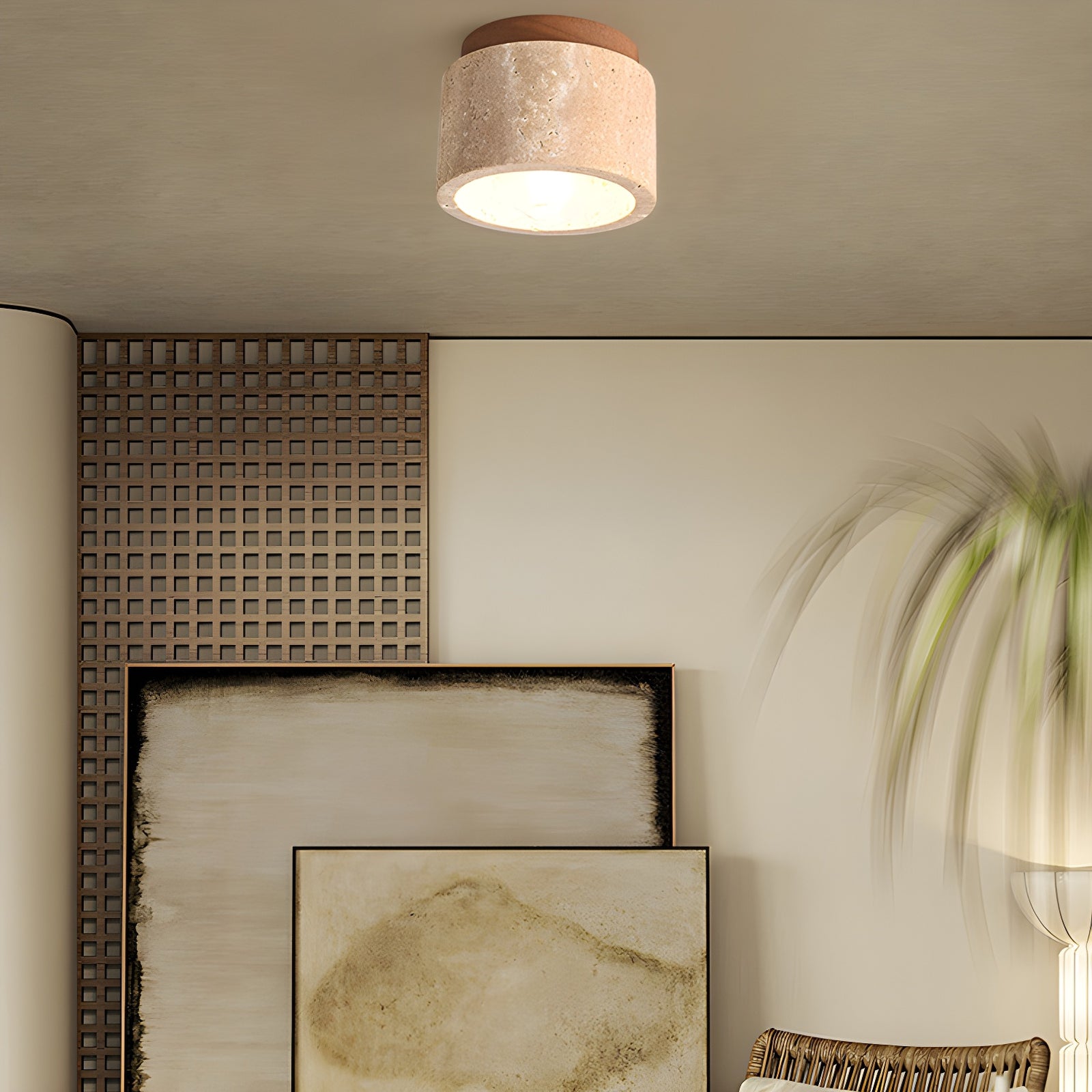 Minimalist Rustic Stone Ceiling Light - Cueteks