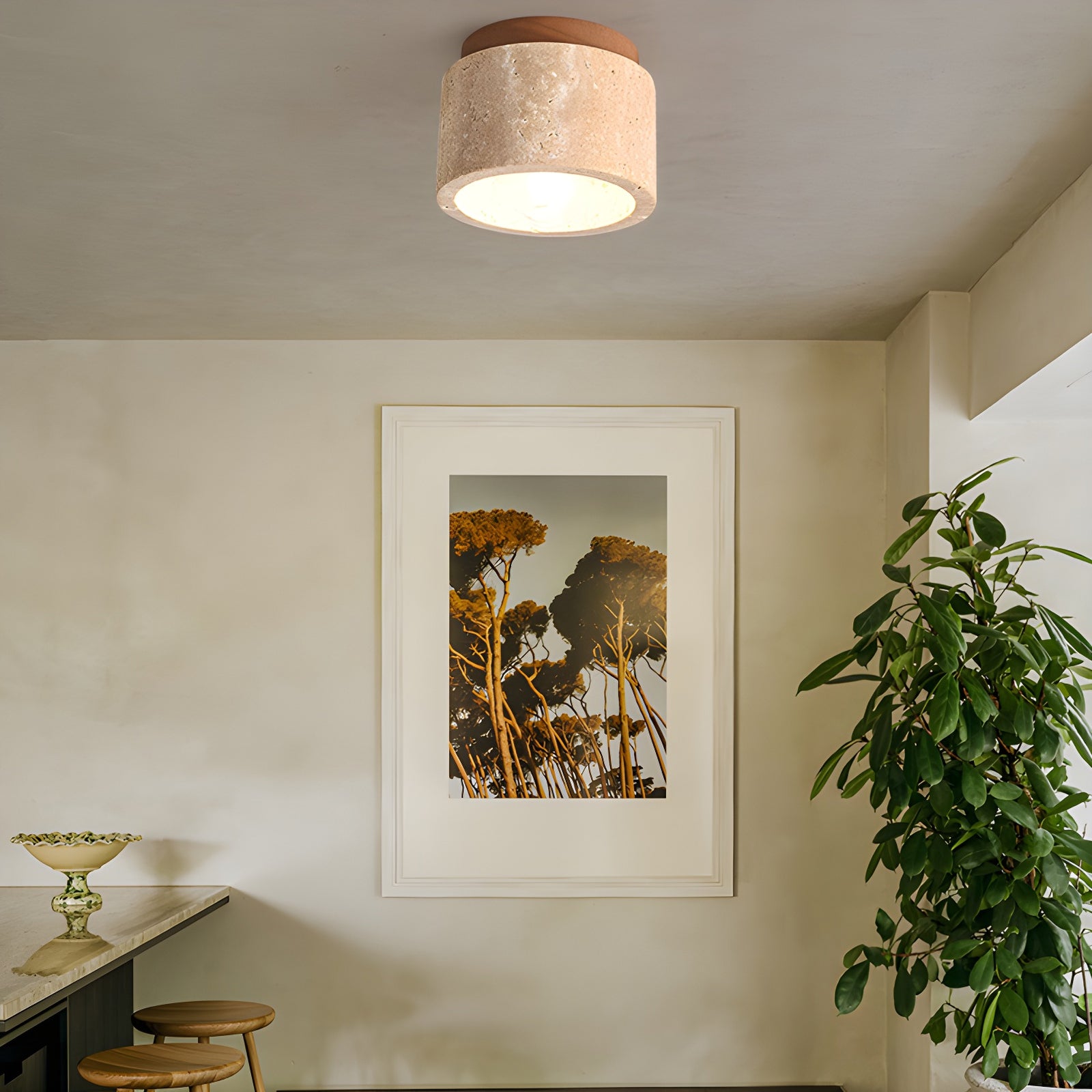 Minimalist Rustic Stone Ceiling Light - Cueteks