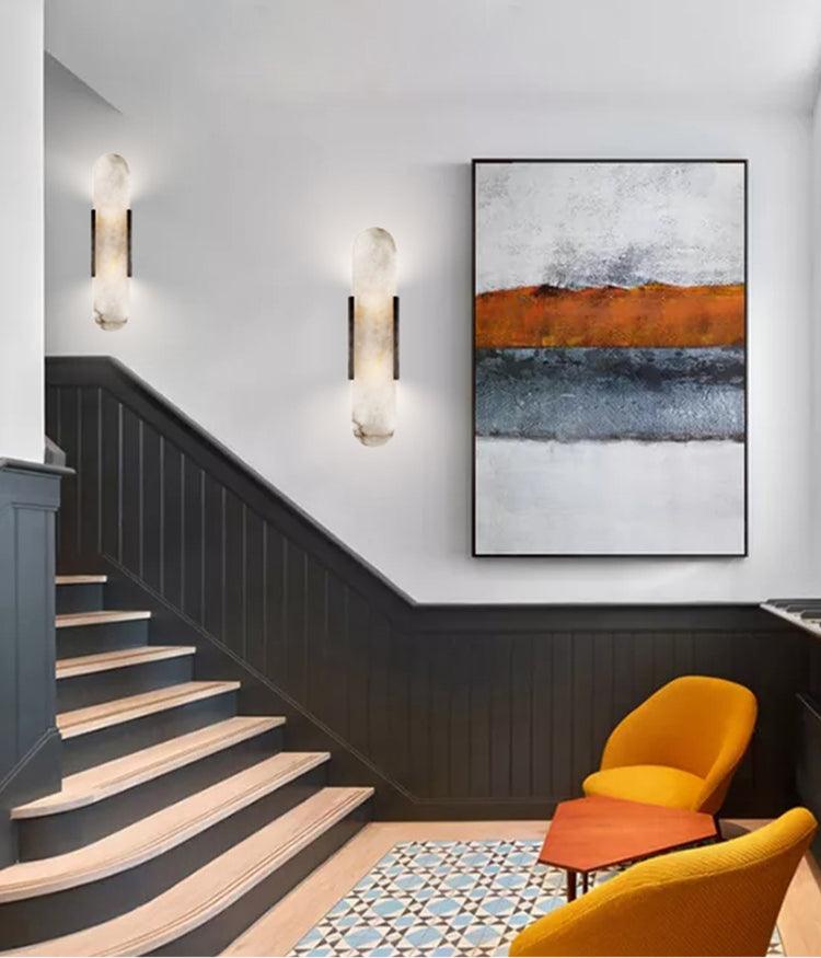 Modern Vertical Alabaster Wall Sconce - Cueteks