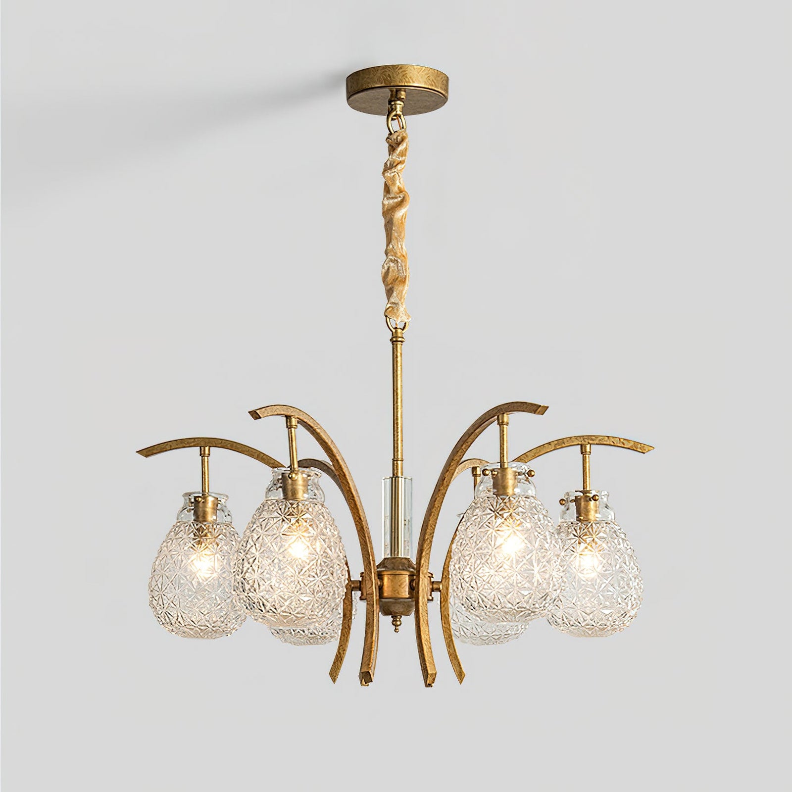 Golden floral glass chandelier - Cueteks