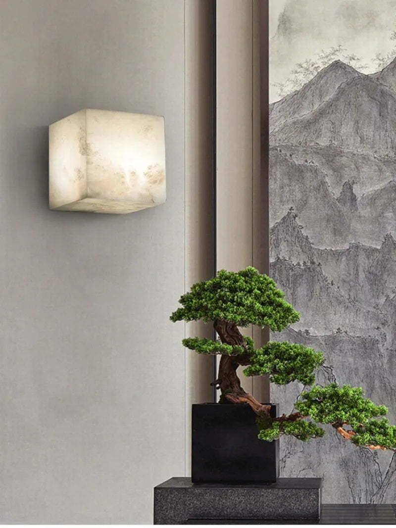 Alabaster Cube Wall Light - Cueteks