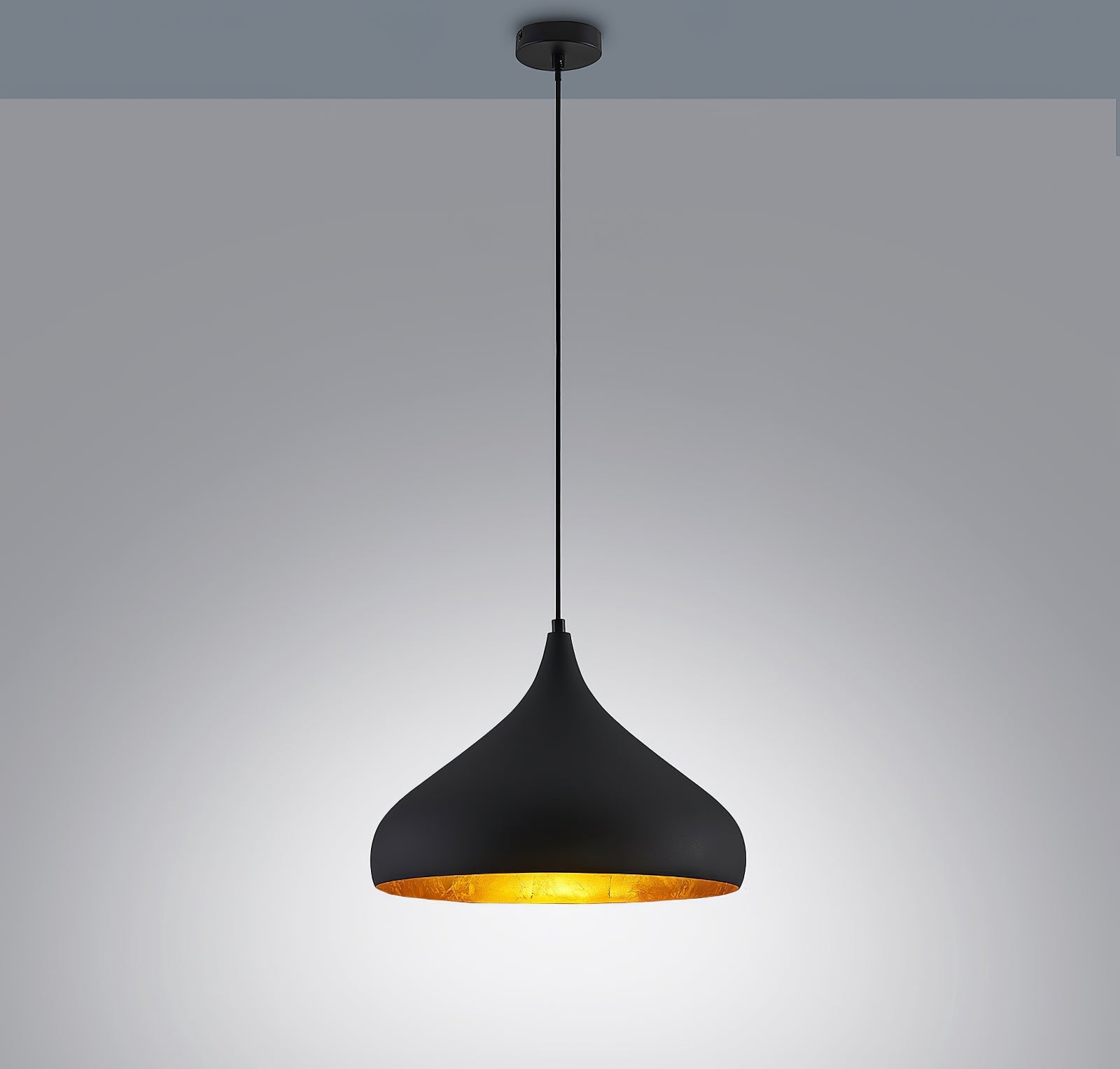 Modern Black and Gold Teardrop Pendant Lamp - Cueteks