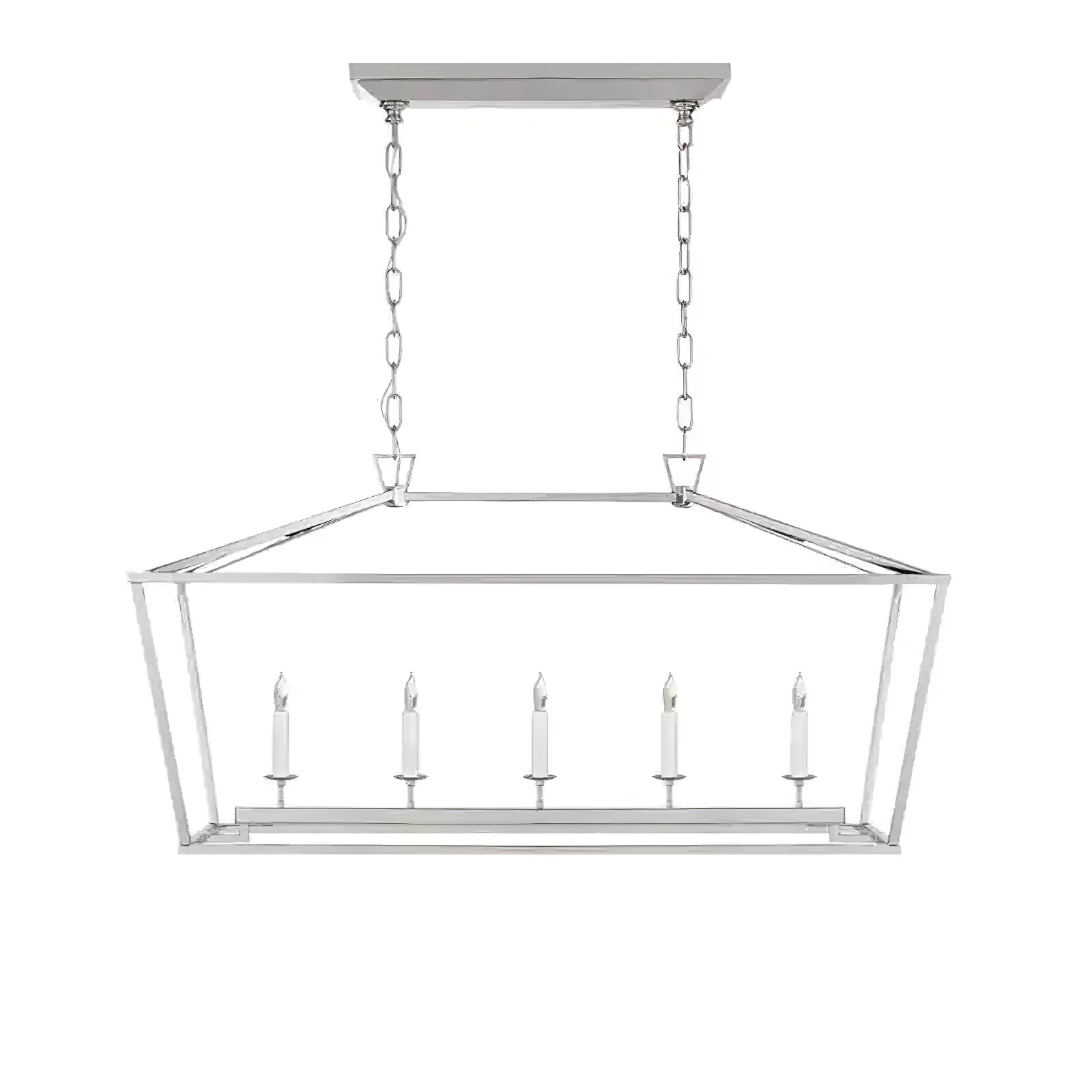 Gold Rectangular Lantern Linear Chandelier - Cueteks
