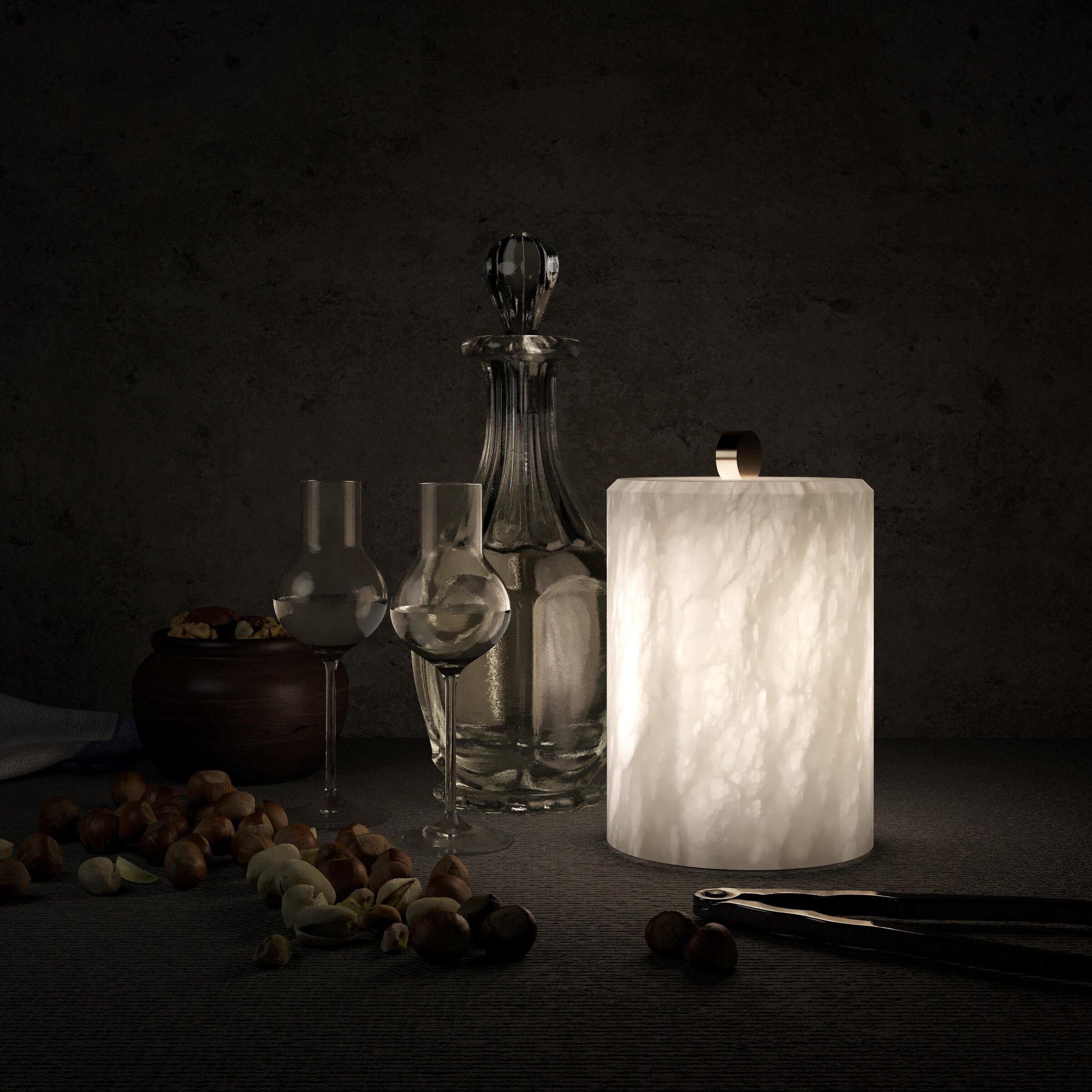 Cylindrical Alabaster Table Lamp - Cueteks