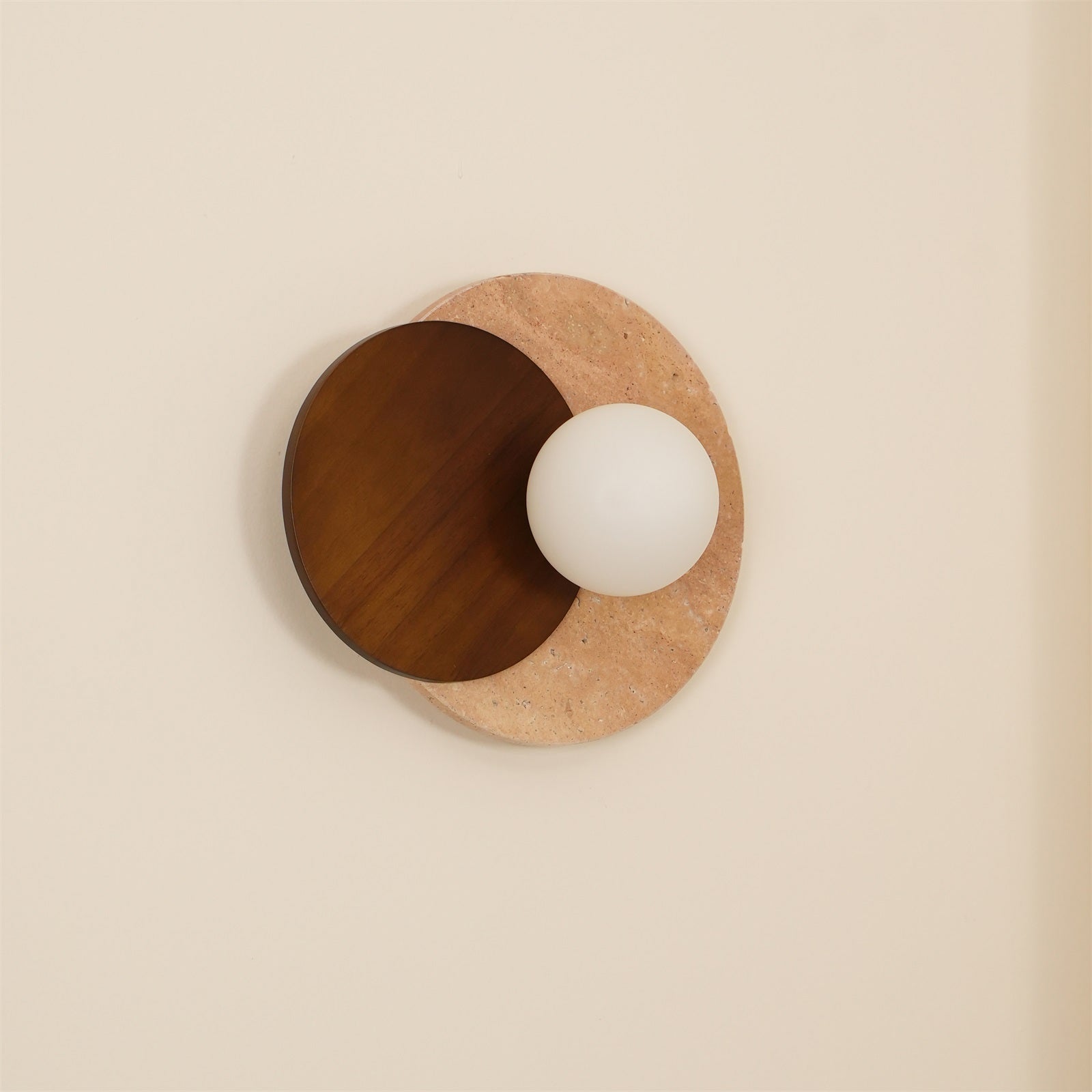 Partial Eclipse Wood & Stone Wall Light - Cueteks