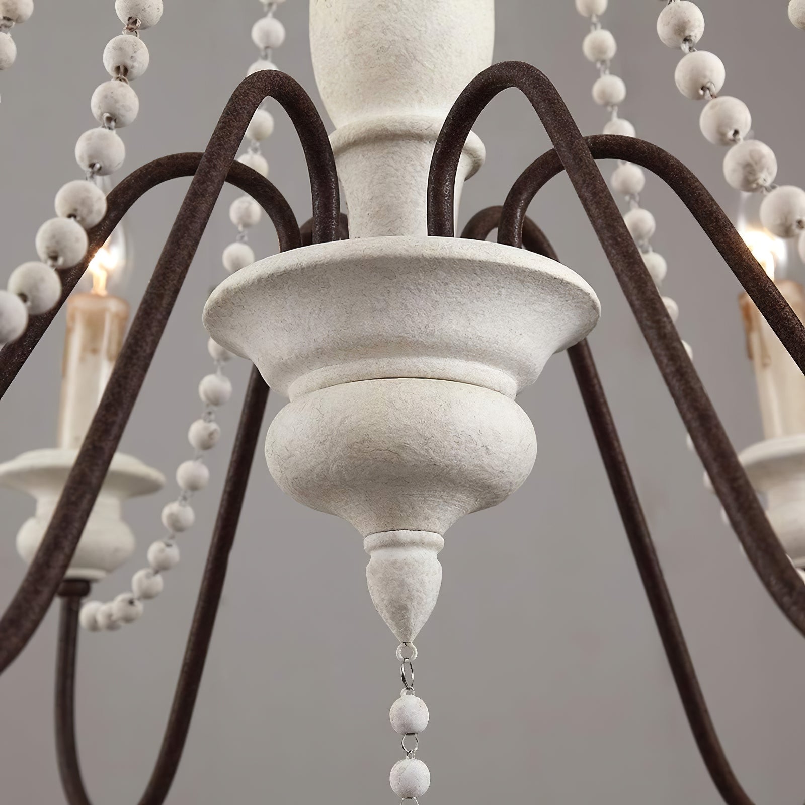 Rustic Beaded Candle Chandelier - Cueteks
