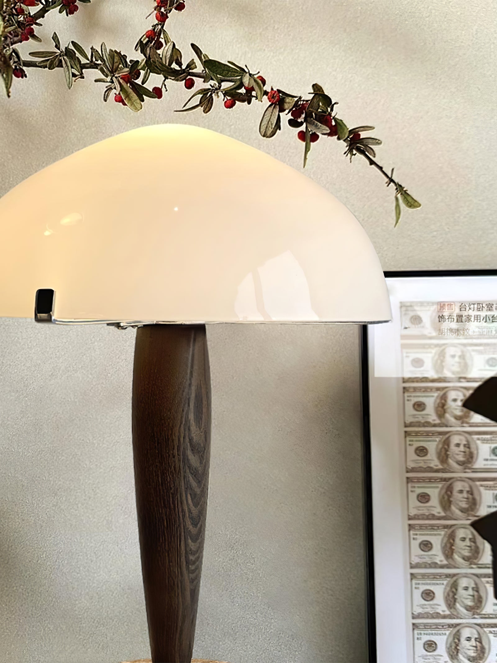 Scandi Walnut Dome Table Lamp - Cueteks