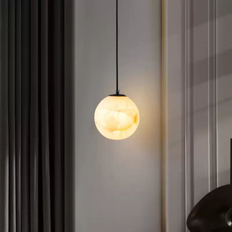 Amber Alabaster Globe Pendant Light - Cueteks