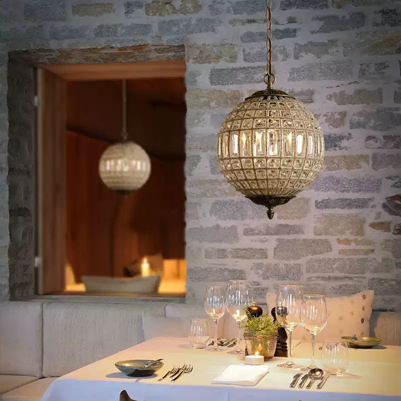 Vintage style crystal ball Pendant Light - Cueteks