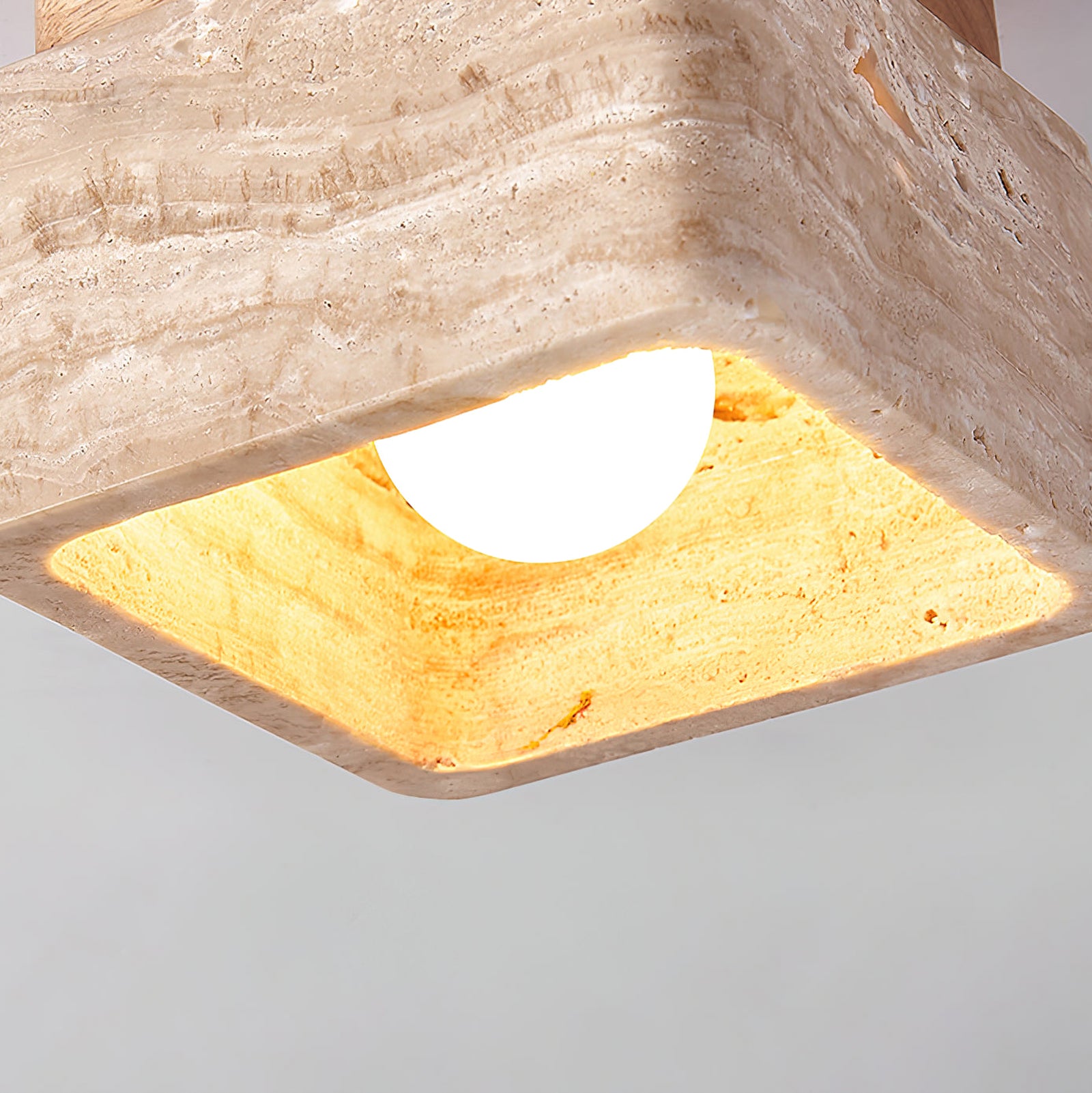 Square Travertine Flush Mount Ceiling Light - Cueteks