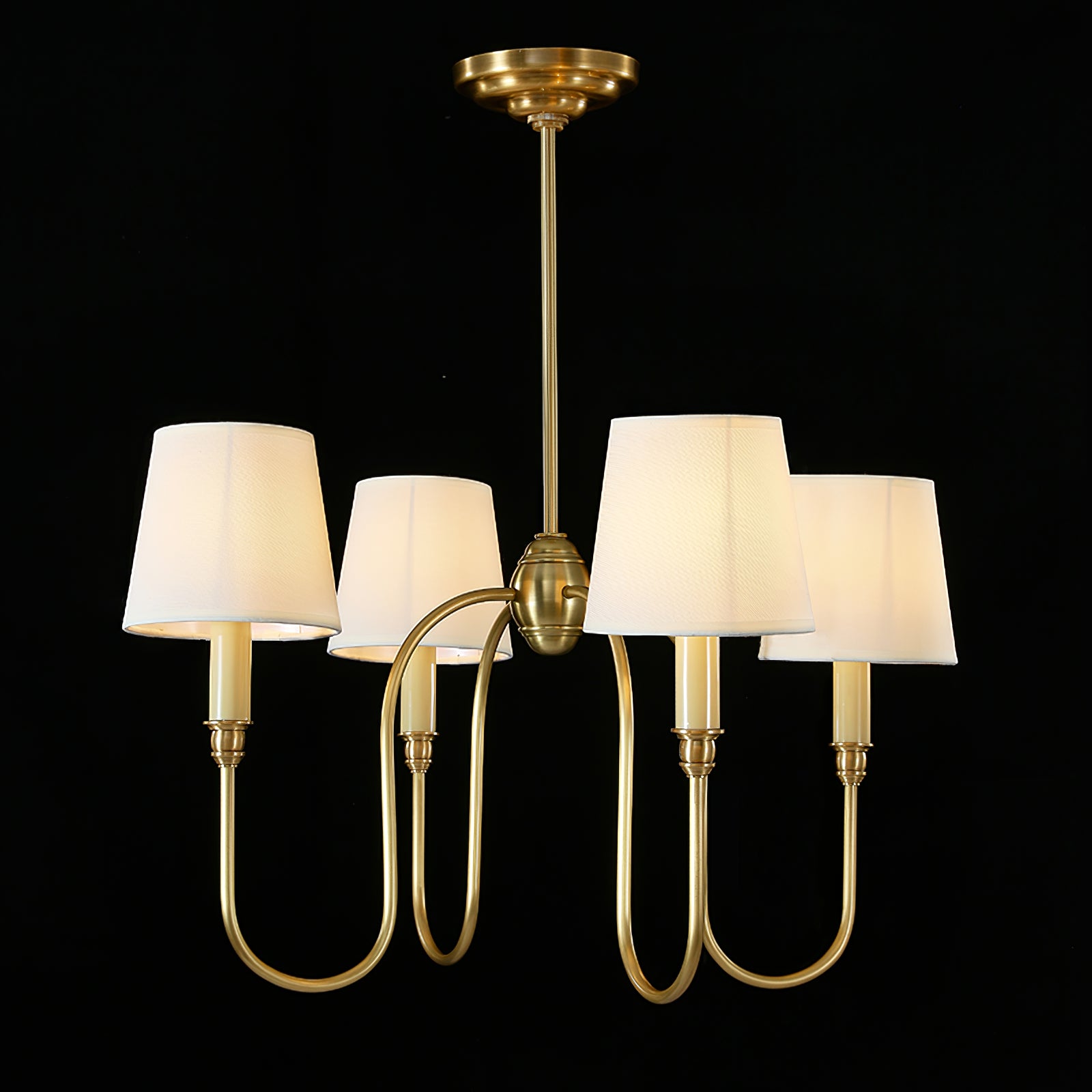 Classic 4-Light Brass Chandelier with Shades - Cueteks