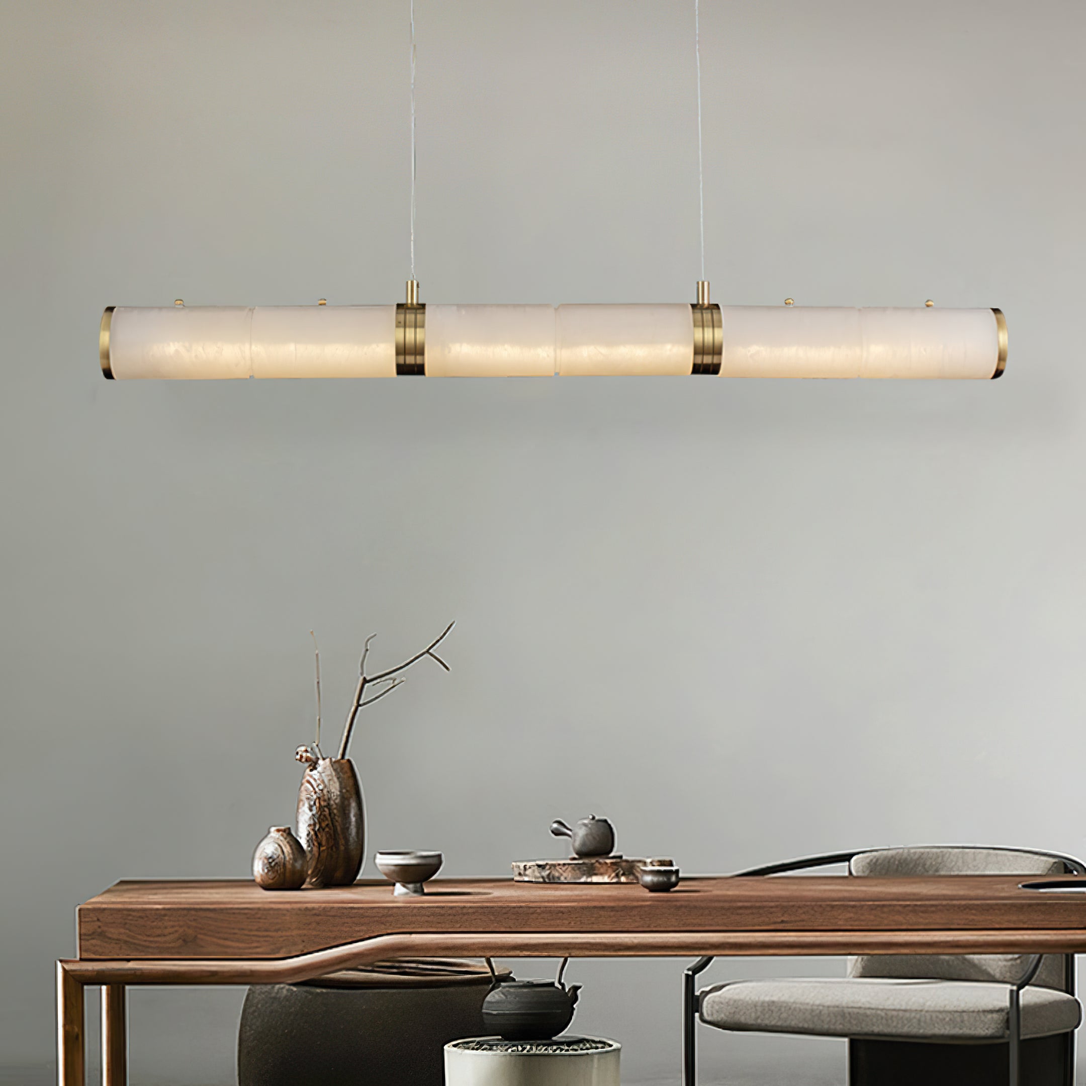 Alabaster Column Linear Chandelier - Cueteks