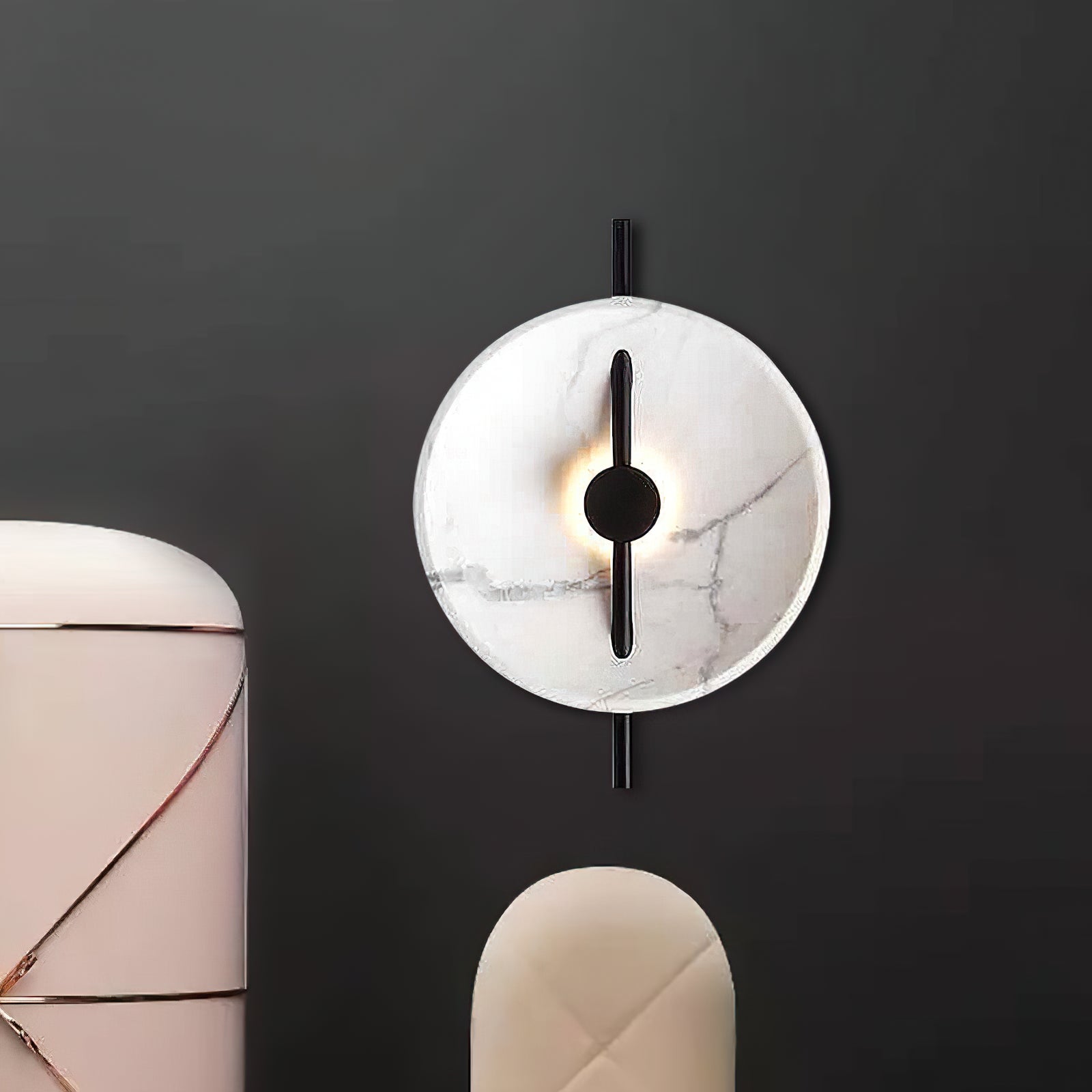 Contemporary Resin Round Marble Wall Light - Cueteks