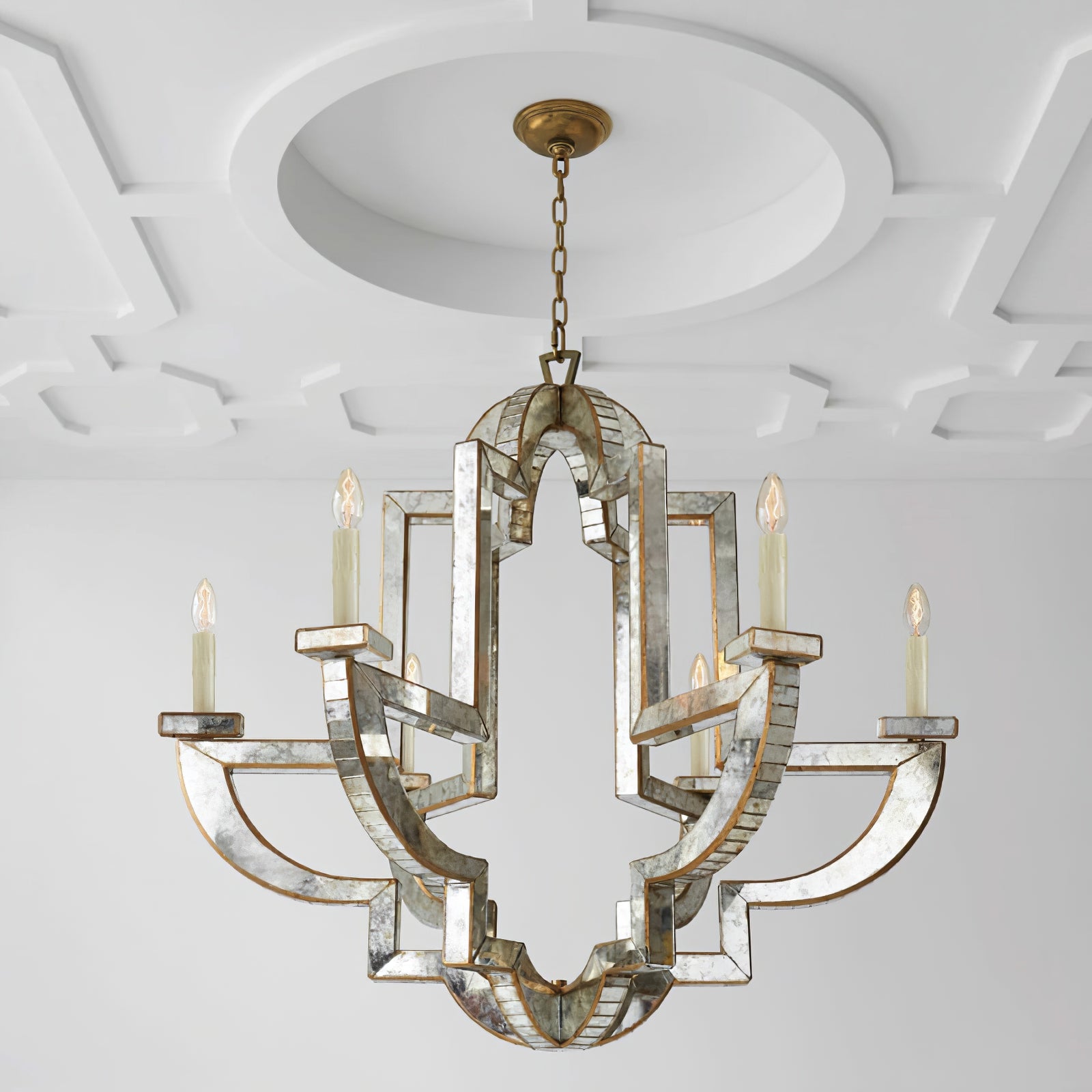 Art Deco Mirrored Candle Chandelier - Cueteks