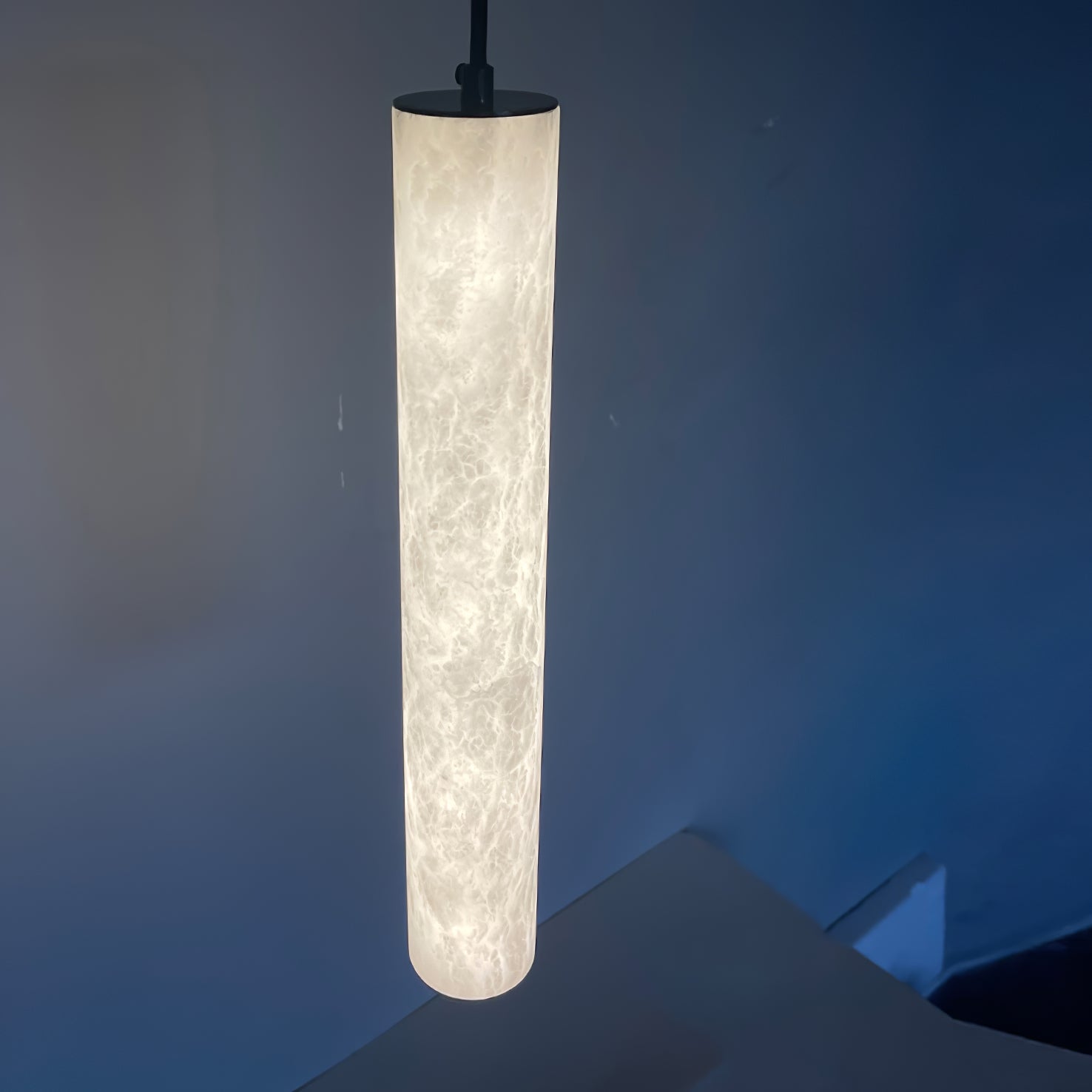 Slim Alabaster Cylinder Pendant Light - Cueteks