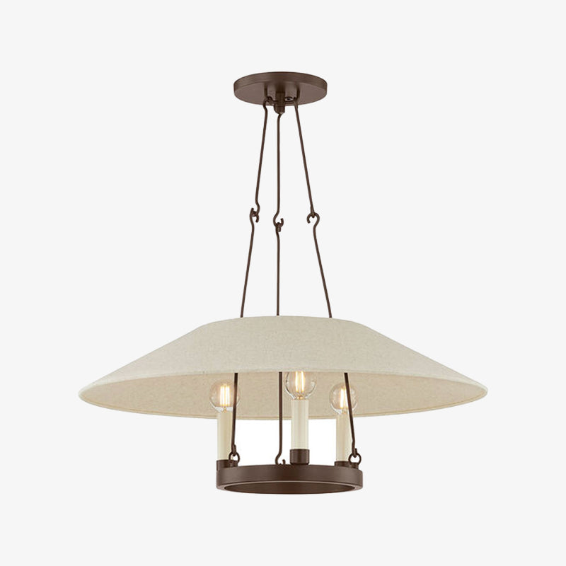 Brown-Black Troy Archive chandelier with pale fabric shade