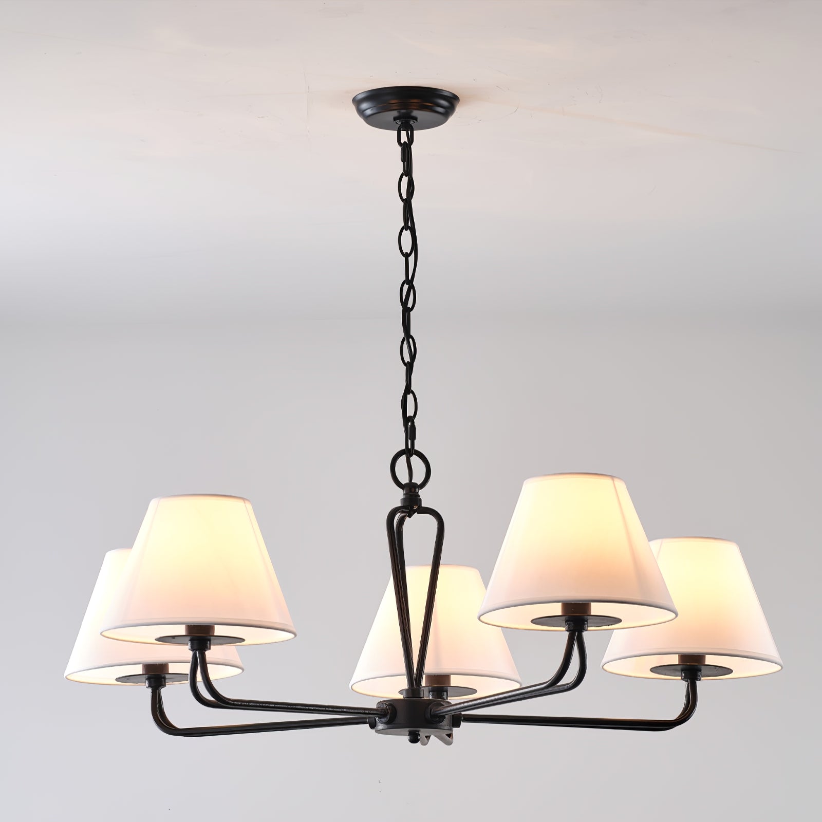Iron Fabric Shade Chandelier - Cueteks