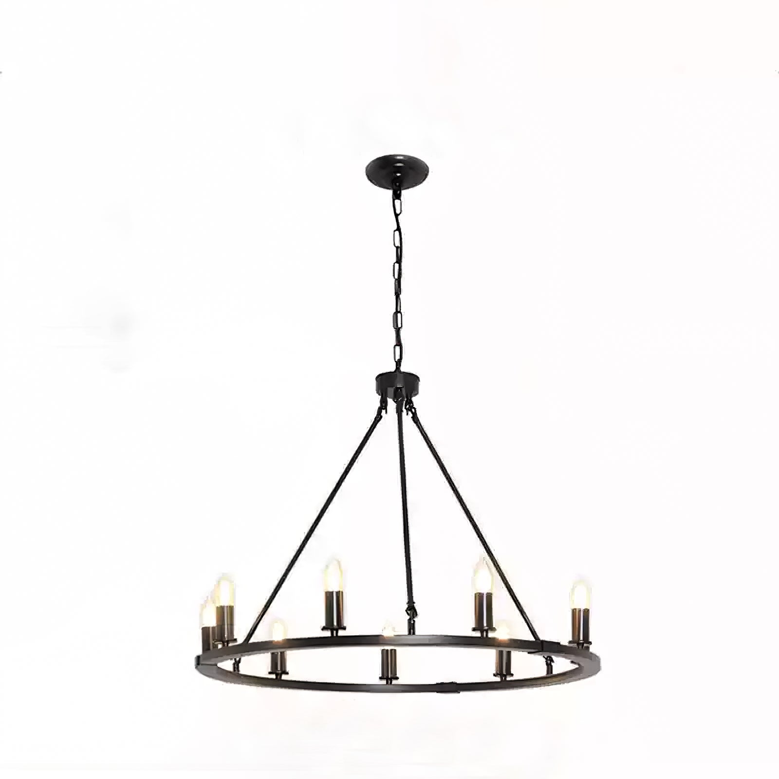 Rustic Industrial Black Candle Chandelier - Cueteks