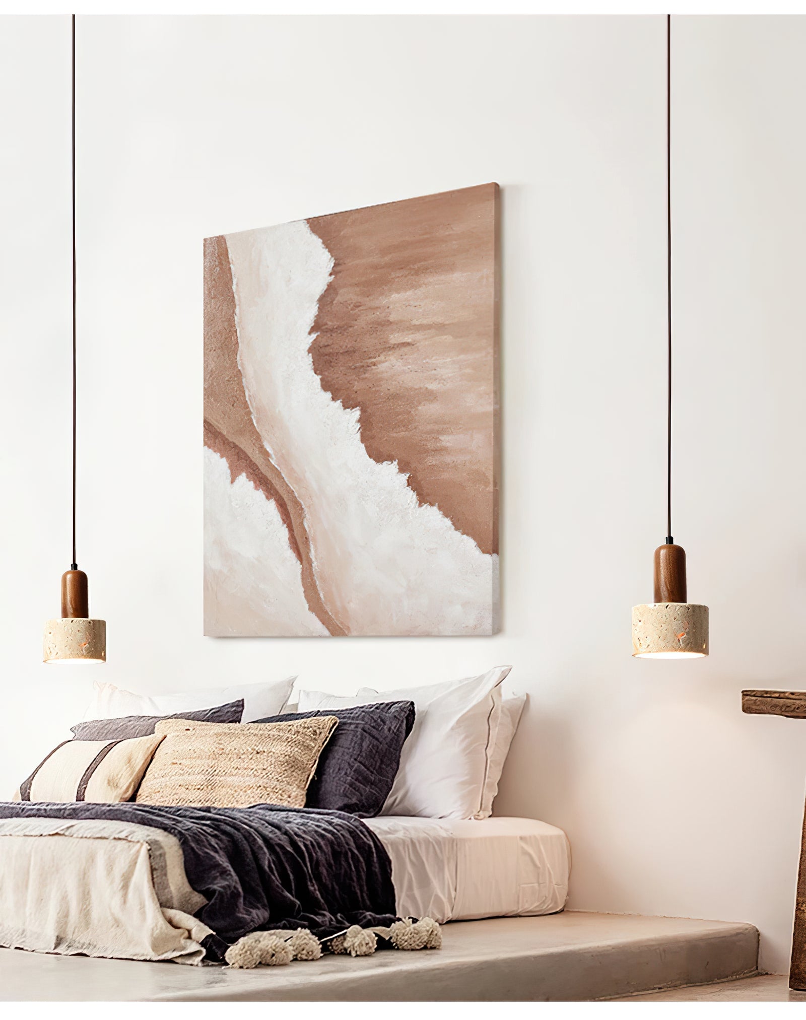 Natural Travertine Cylinder Pendant Light - Cueteks