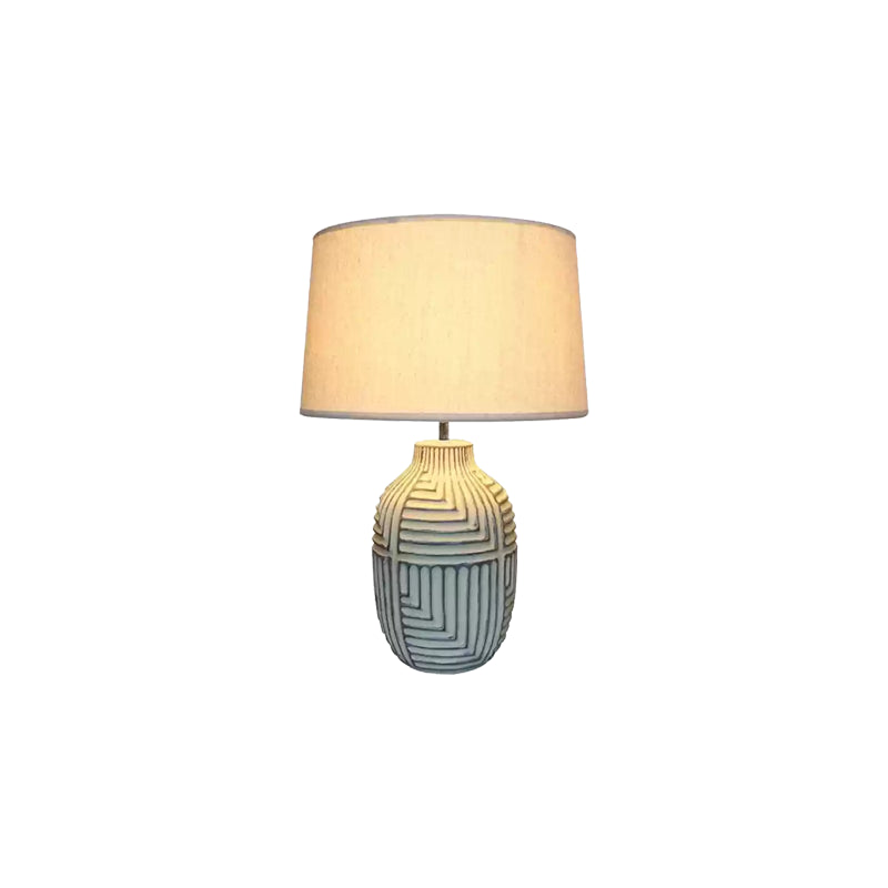 Retro rural woodcarving decorative fabric table lamp - Cueteks