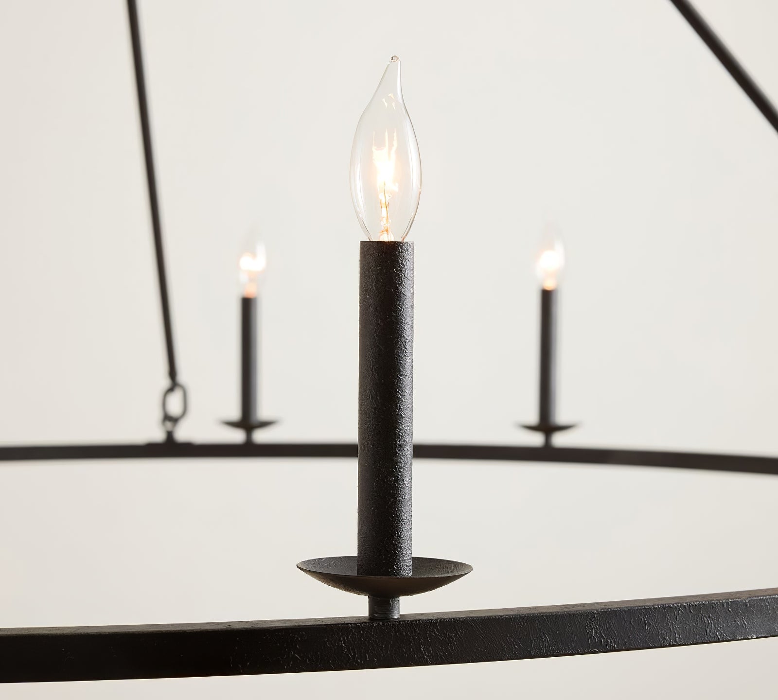 Black Round Farmhouse Candle Chandelier - Cueteks