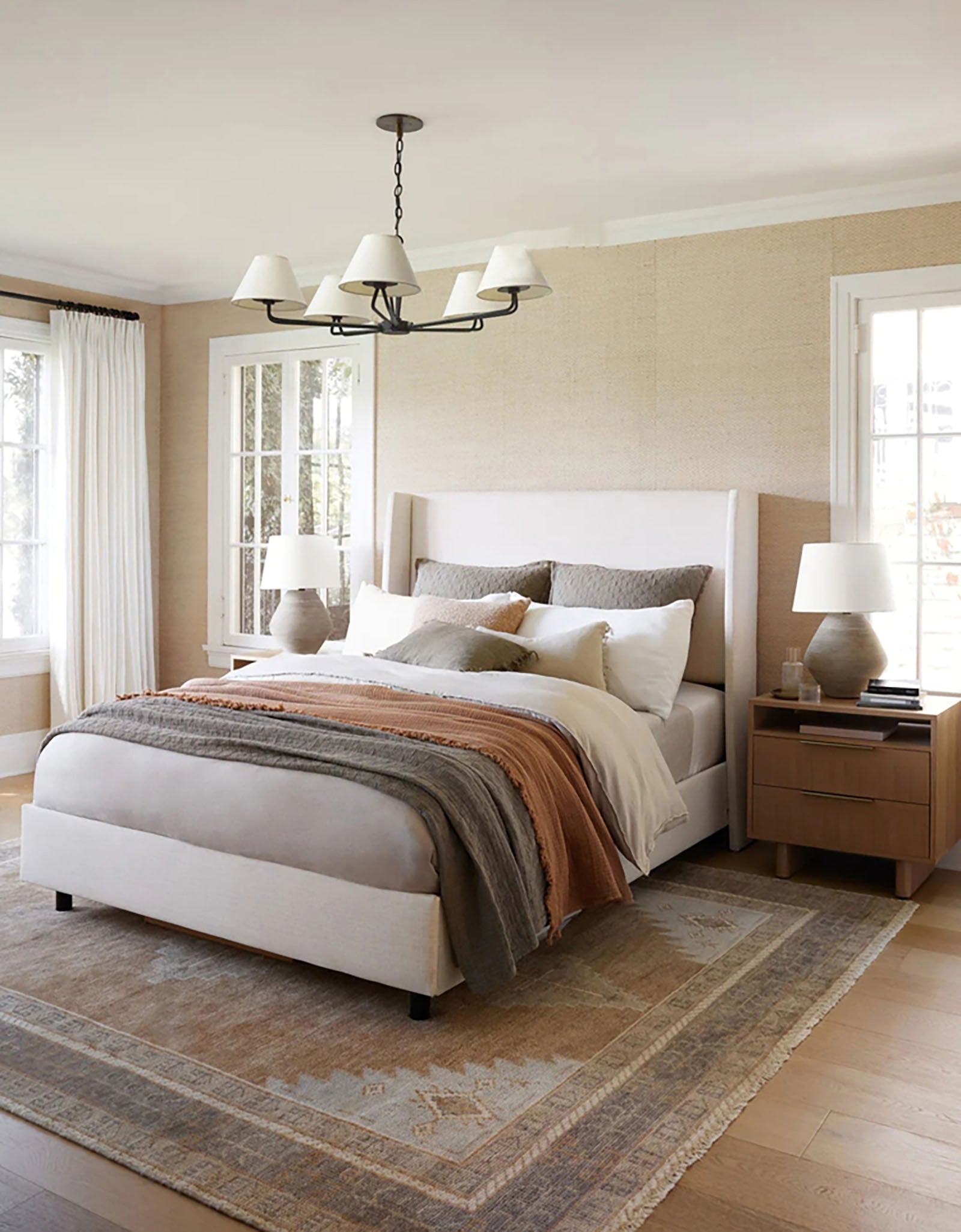 Iron Fabric Shade Chandelier - Cueteks