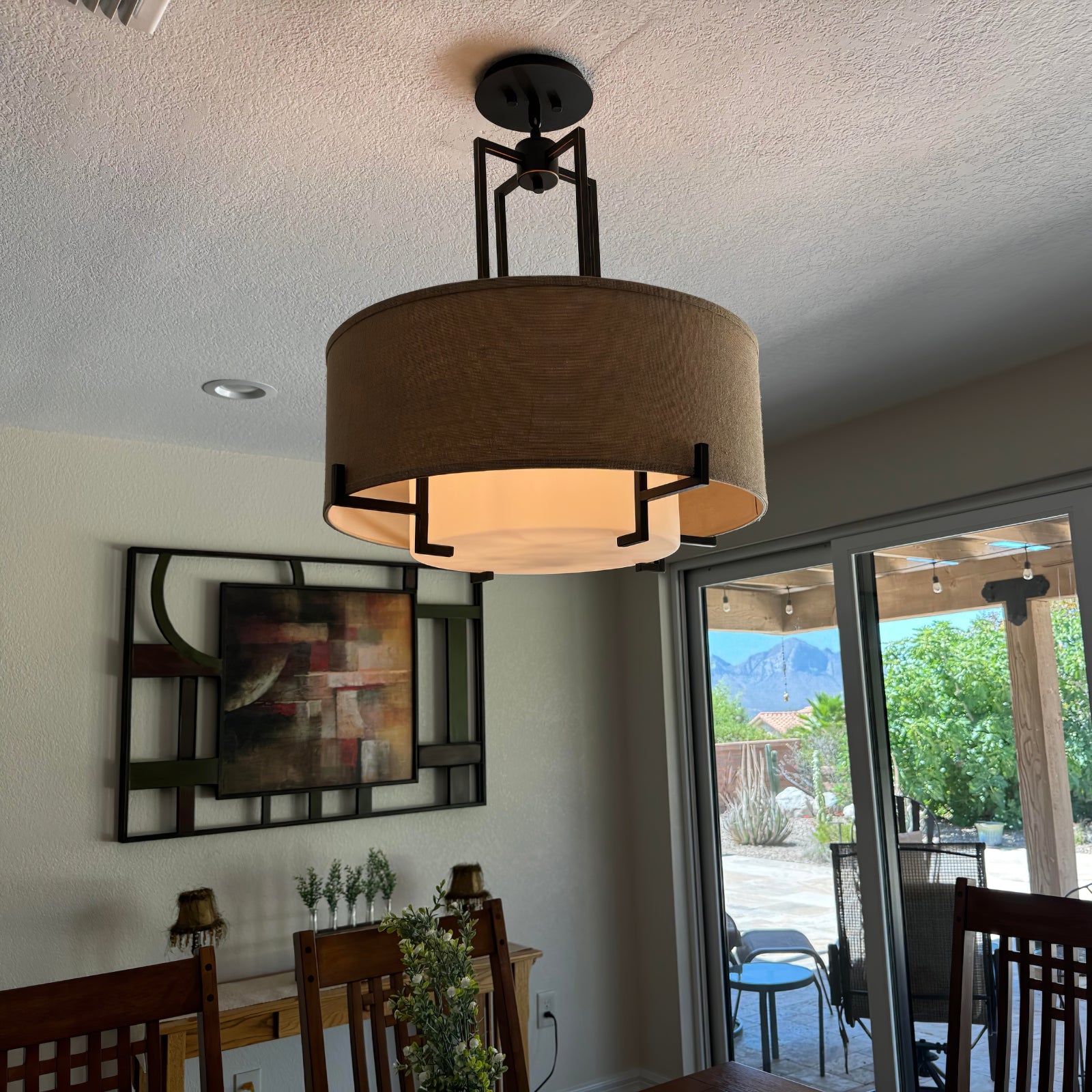 Concentric Shade Layered Fabric Pendant Lamp - Cueteks