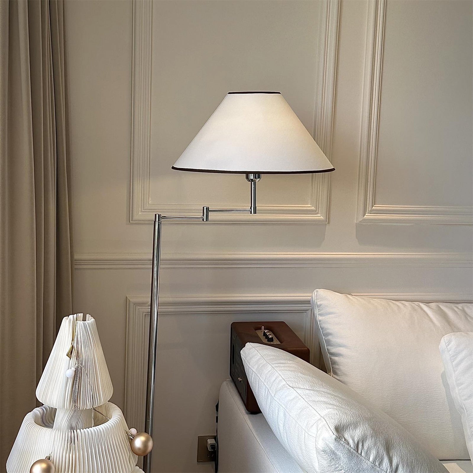 Contemporary Chrome Swing Arm Floor Lamp - Cueteks