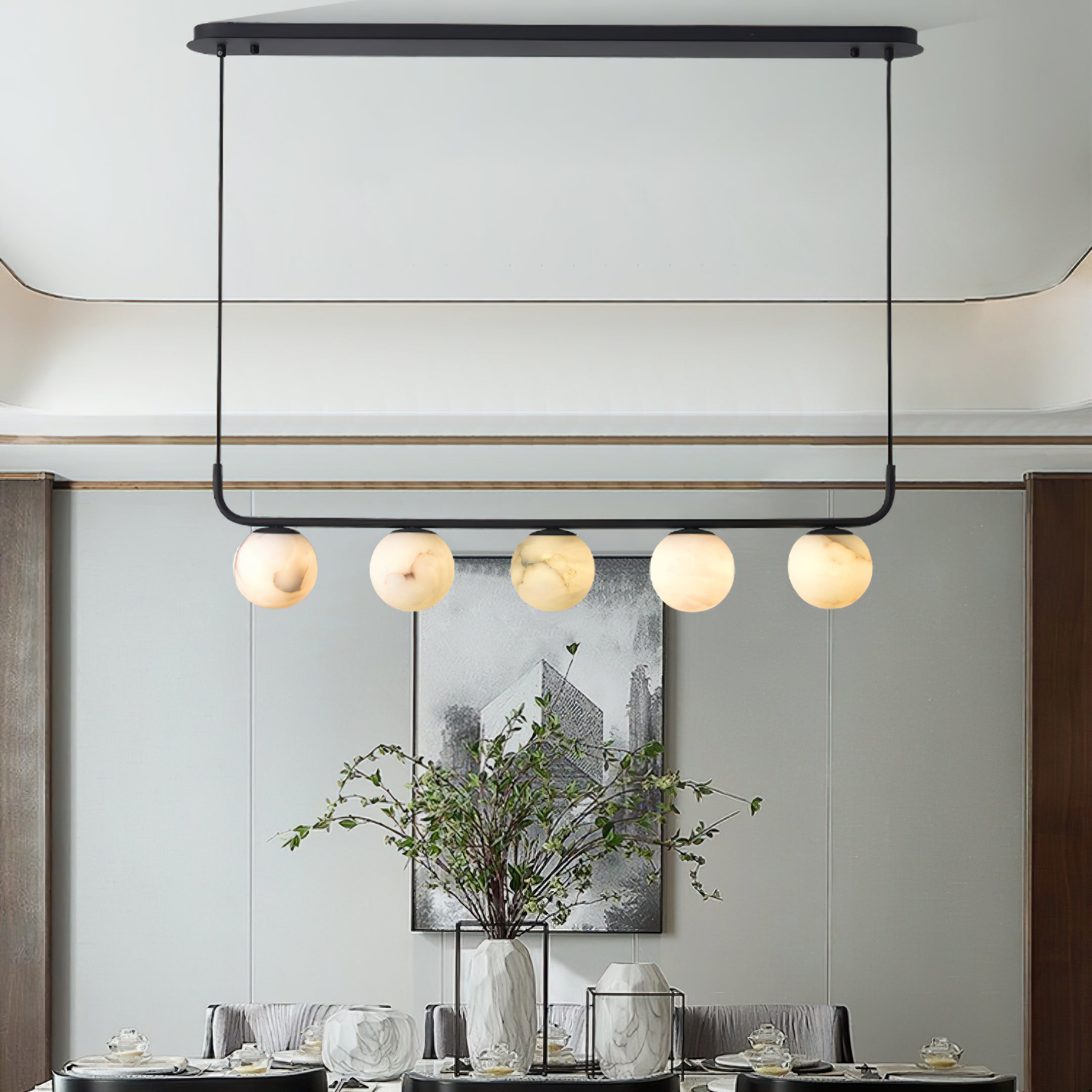 Tribeca Rohr 5 Alabaster Pendant Lamp - Cueteks
