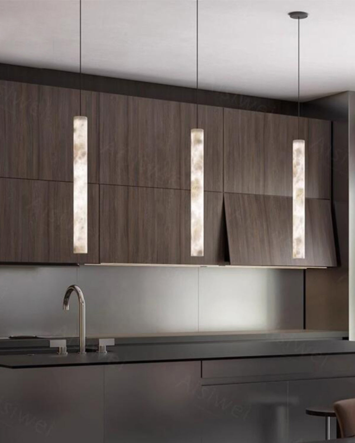 Slim Alabaster Cylinder Pendant Light - Cueteks