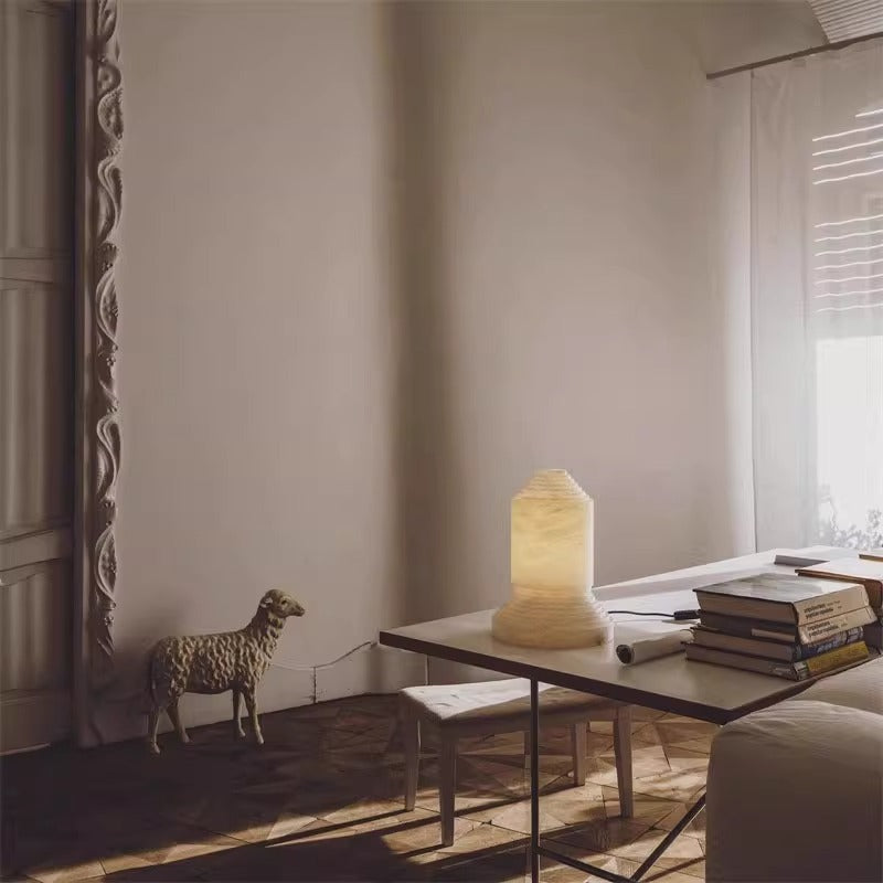 Alabaster Pyramid Table Light - Cueteks