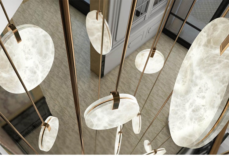 Tiered Alabaster Staircase Chandelier - Cueteks